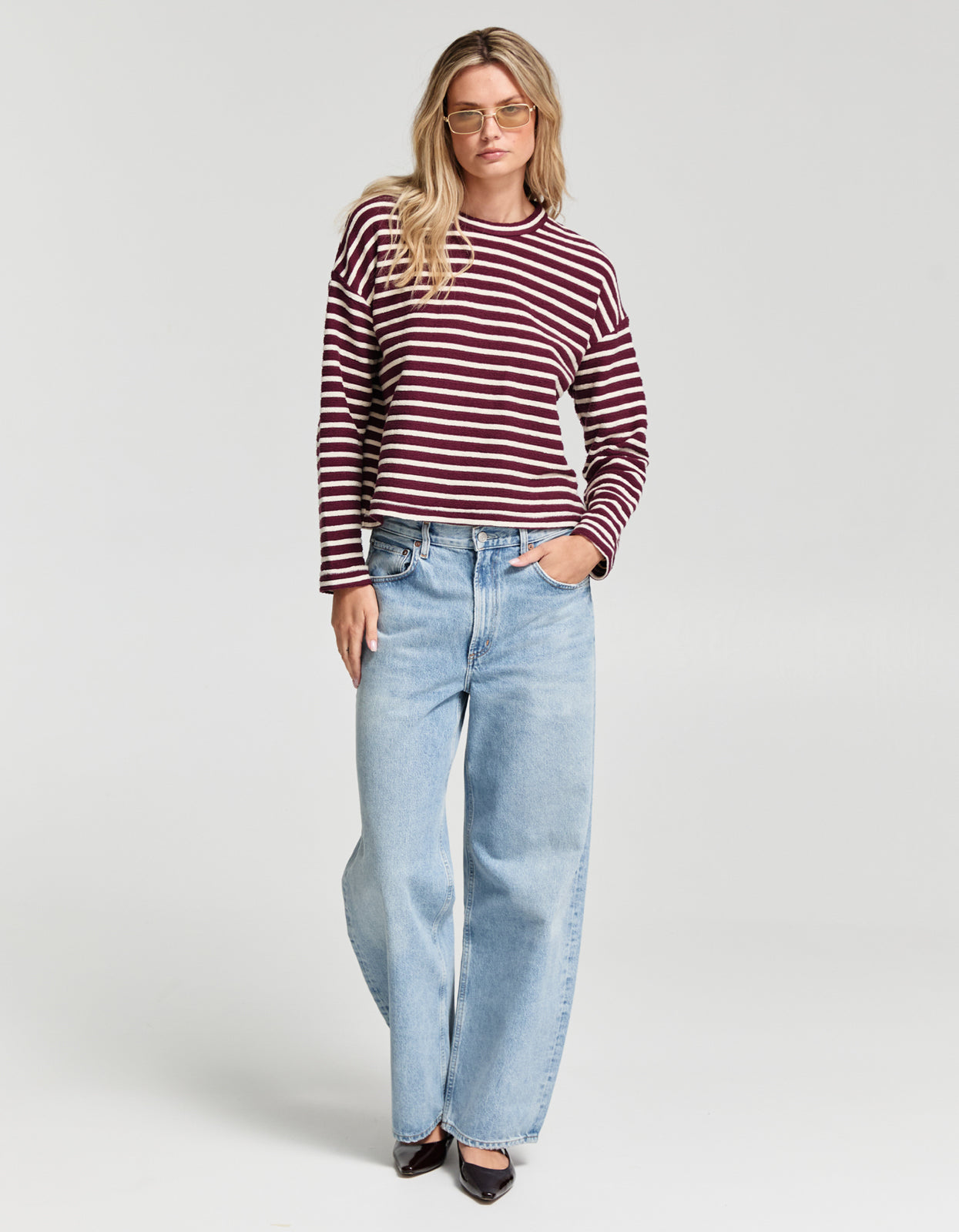 Bryant Top - Burgundy/White