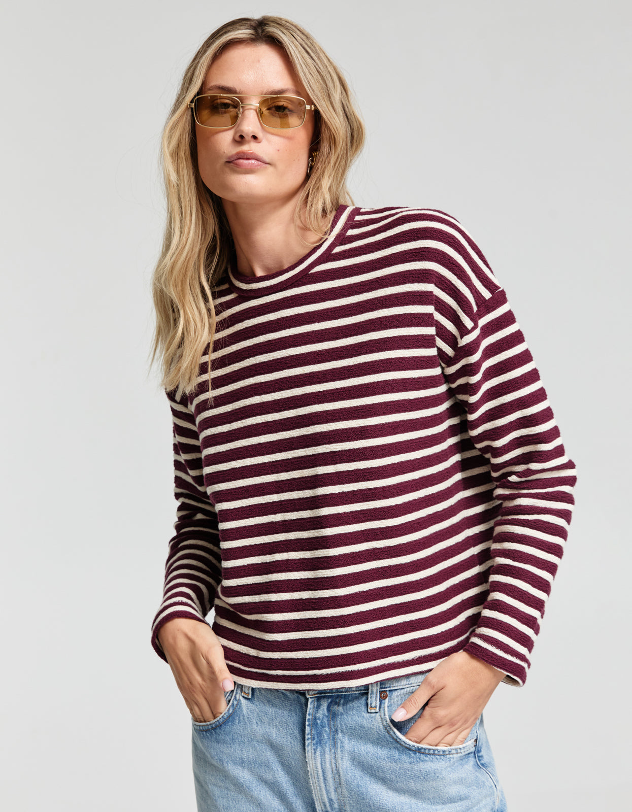 Bryant Top - Burgundy/White