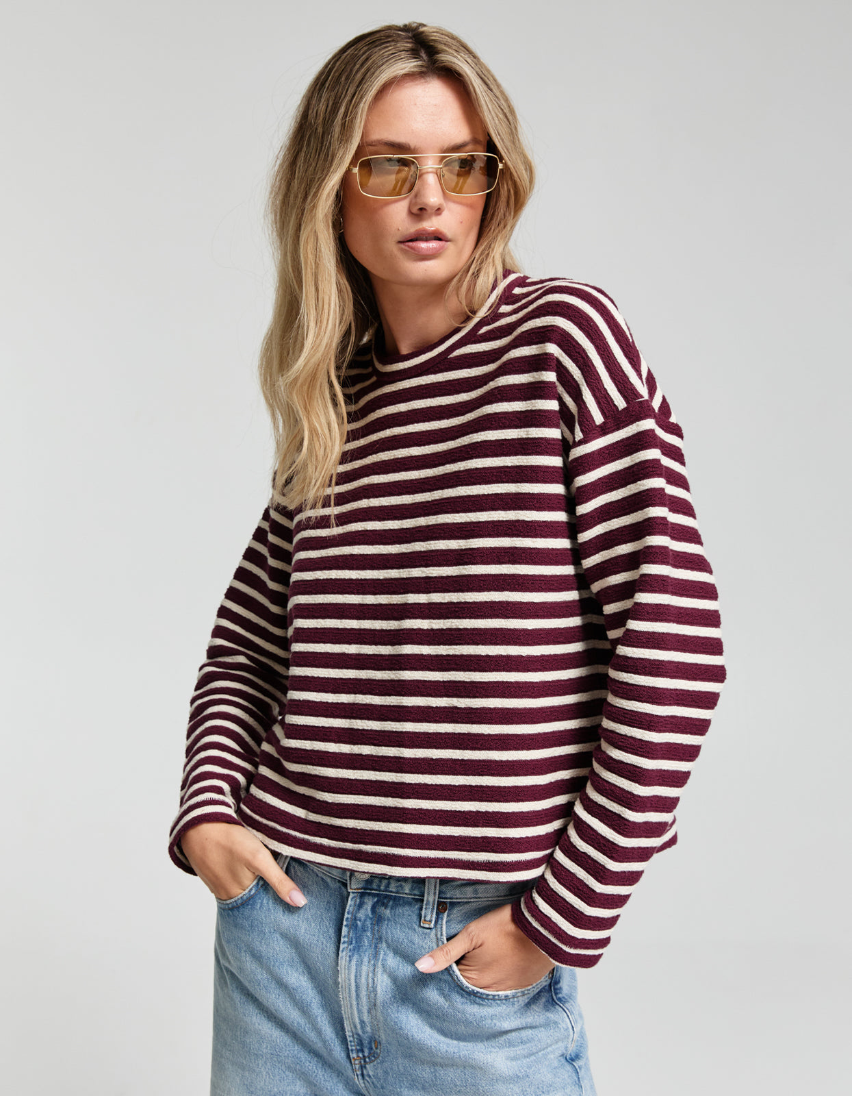 Bryant Top - Burgundy/White