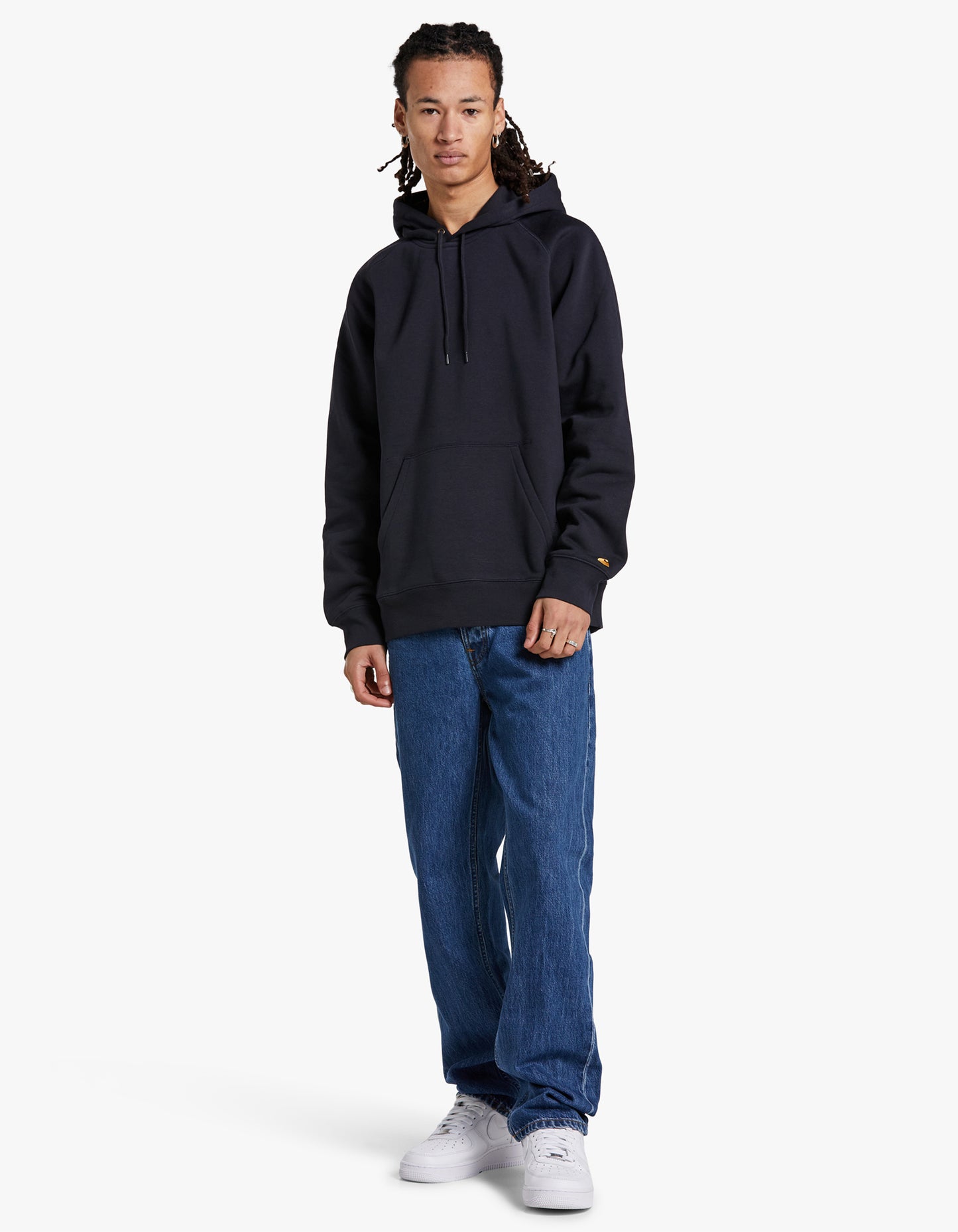 Carhartt Hooded Chase Sweat - Dark Navy/Gold Mens - Tops - Sweaters and Cardigans