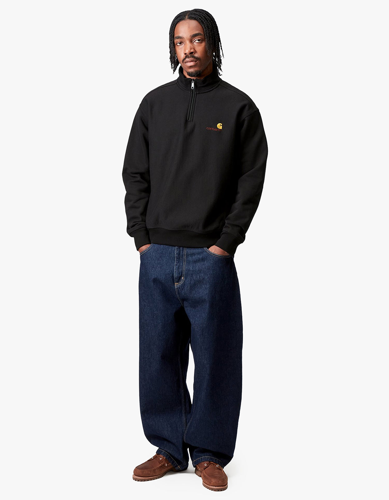 Half Zip American Script Sweat - Black