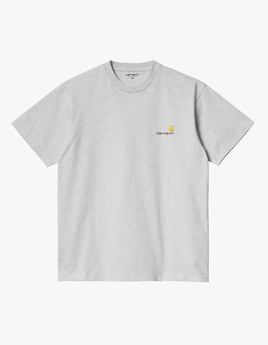 S/S American Script T-Shirt - Ash Heather