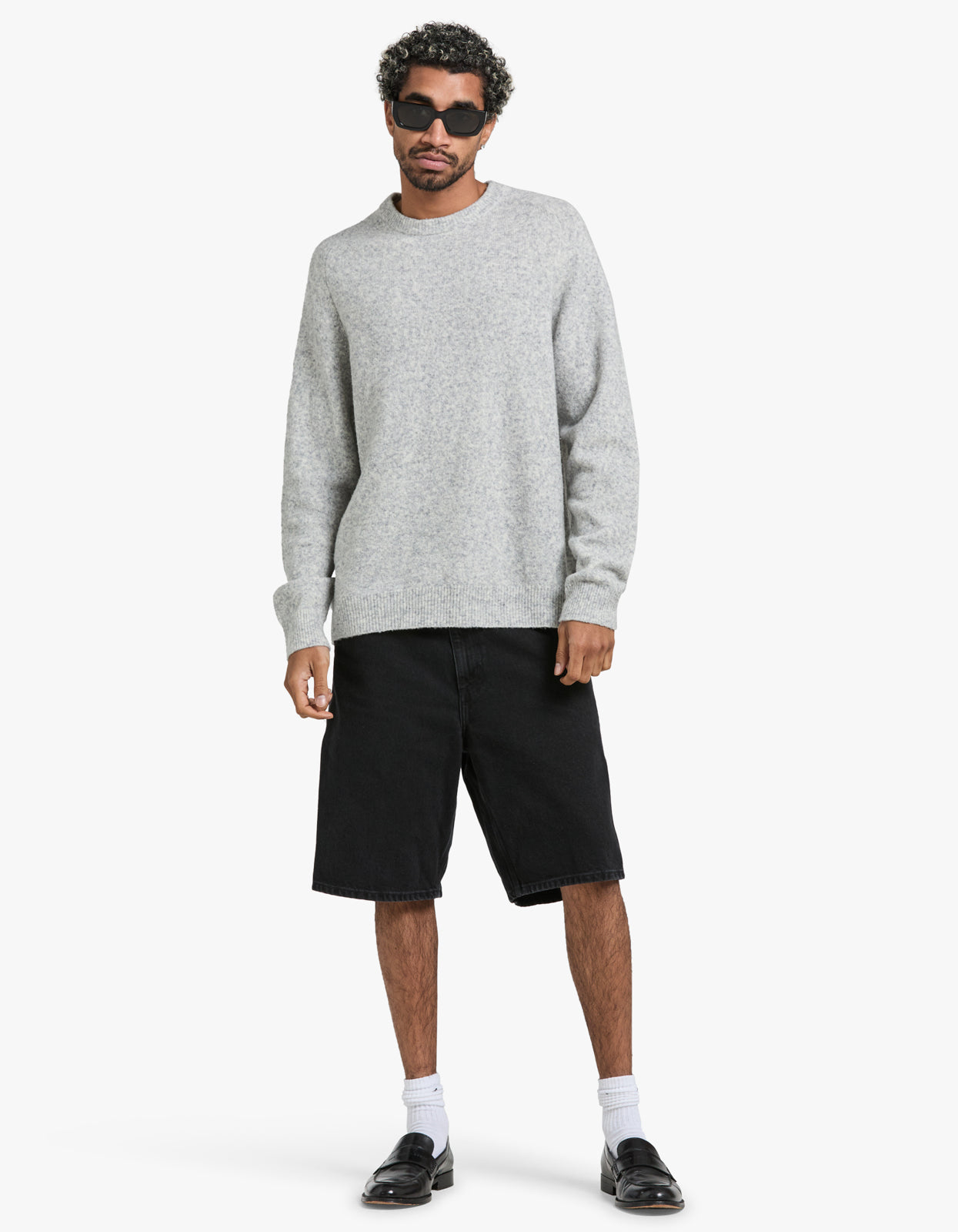 Single Knee Short - Black Stone Washed