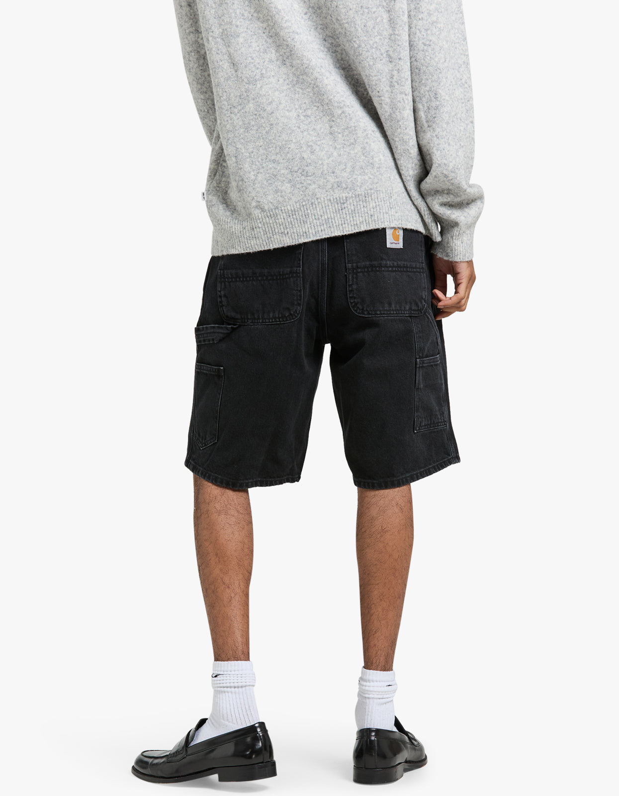 Single Knee Short - Black Stone Washed