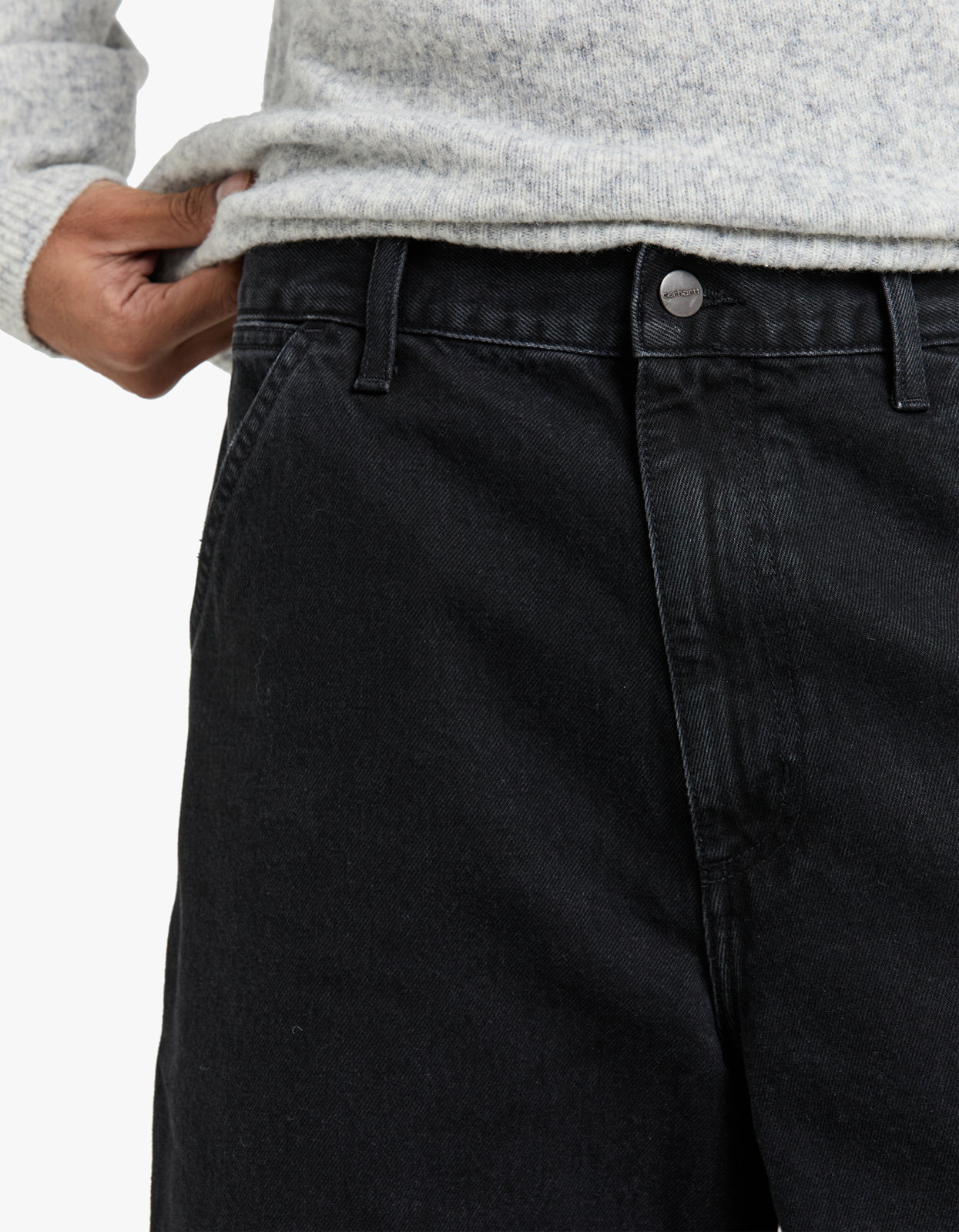 Single Knee Short - Black Stone Washed