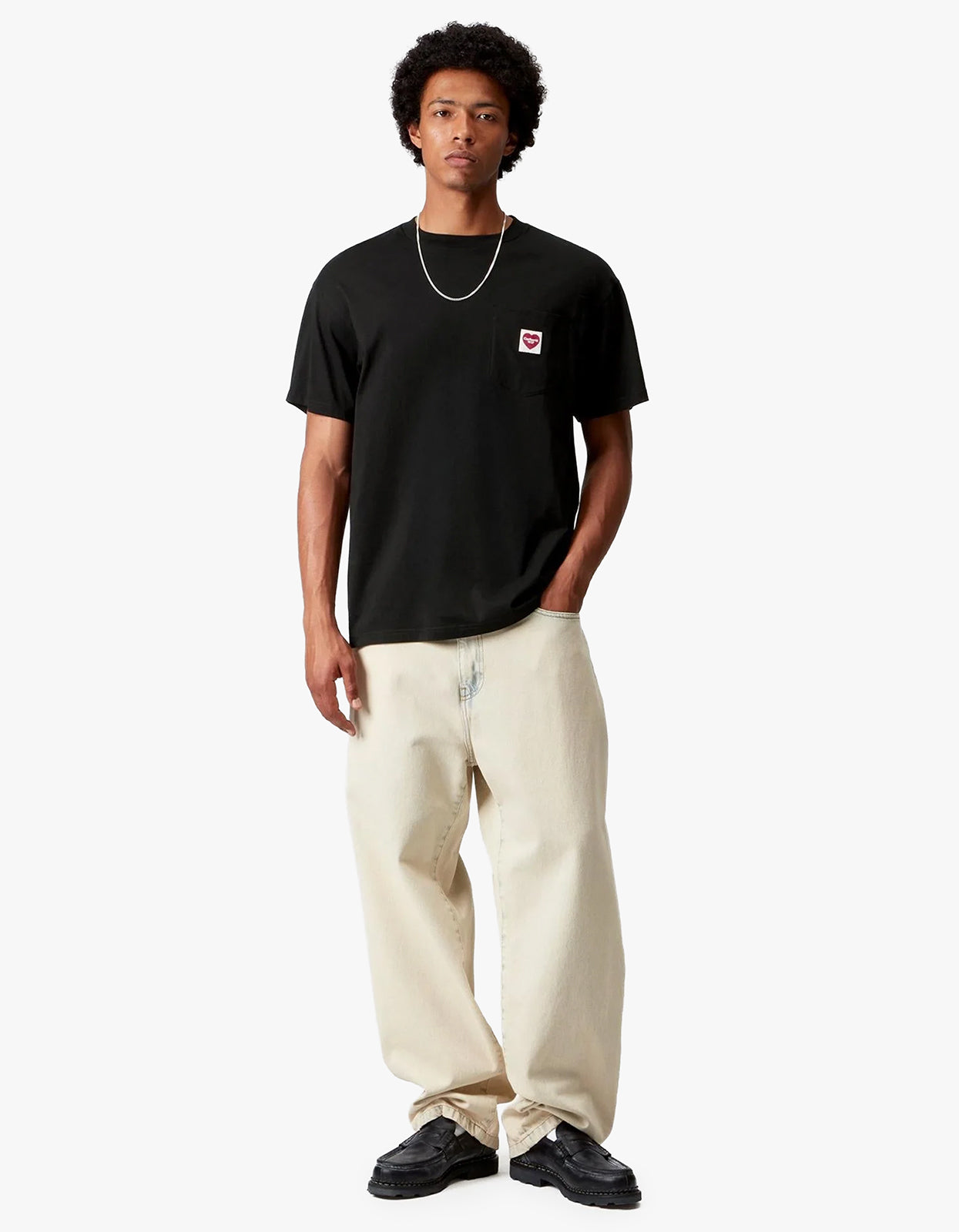 S/S Pocket Heart T Shirt - Black/Red