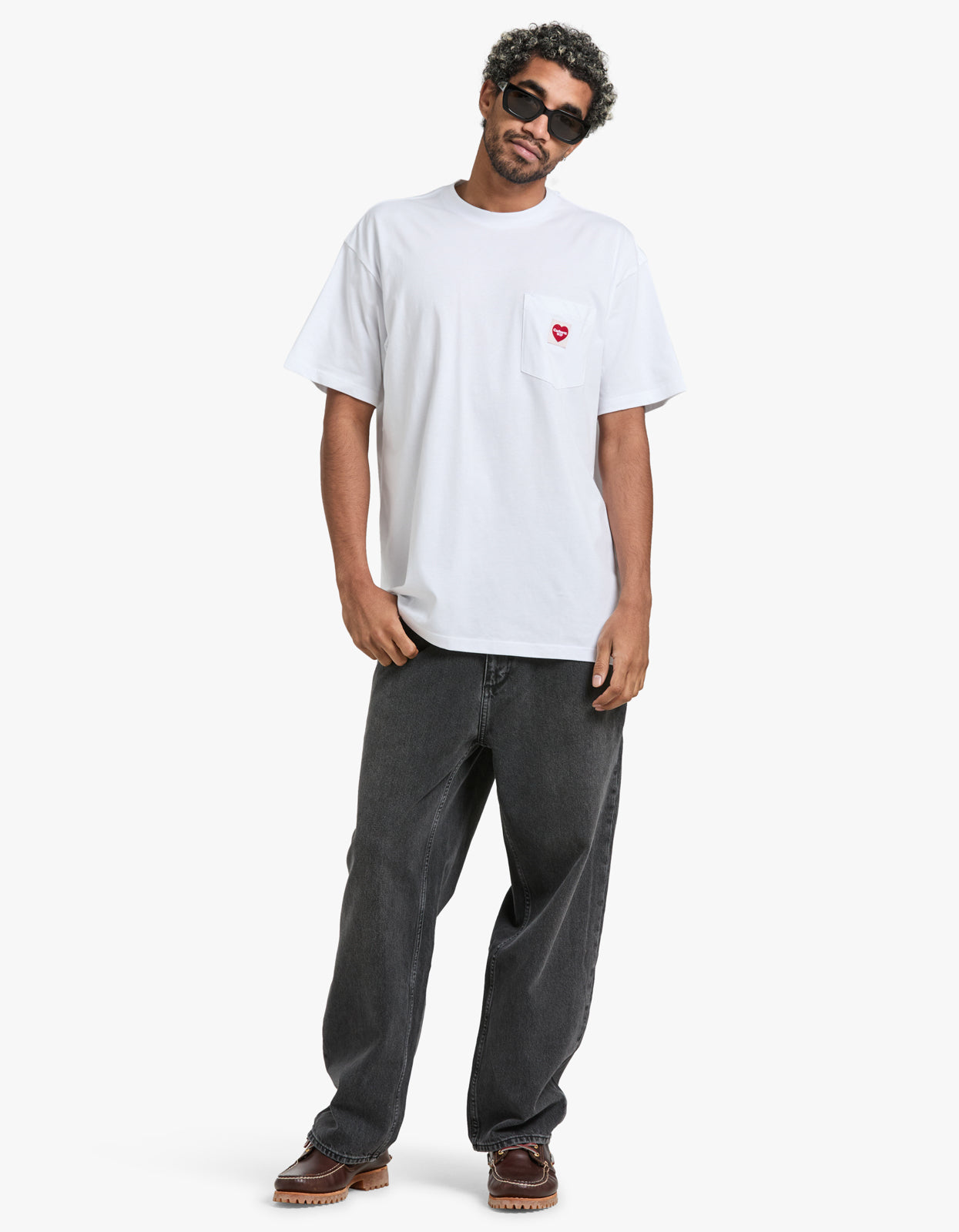 S/S Pocket Heart T Shirt - White/Red