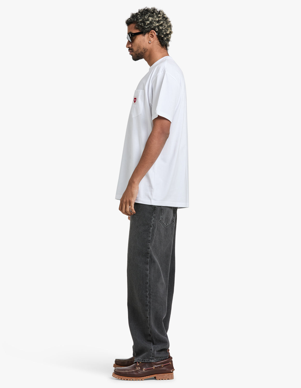 S/S Pocket Heart T Shirt - White/Red