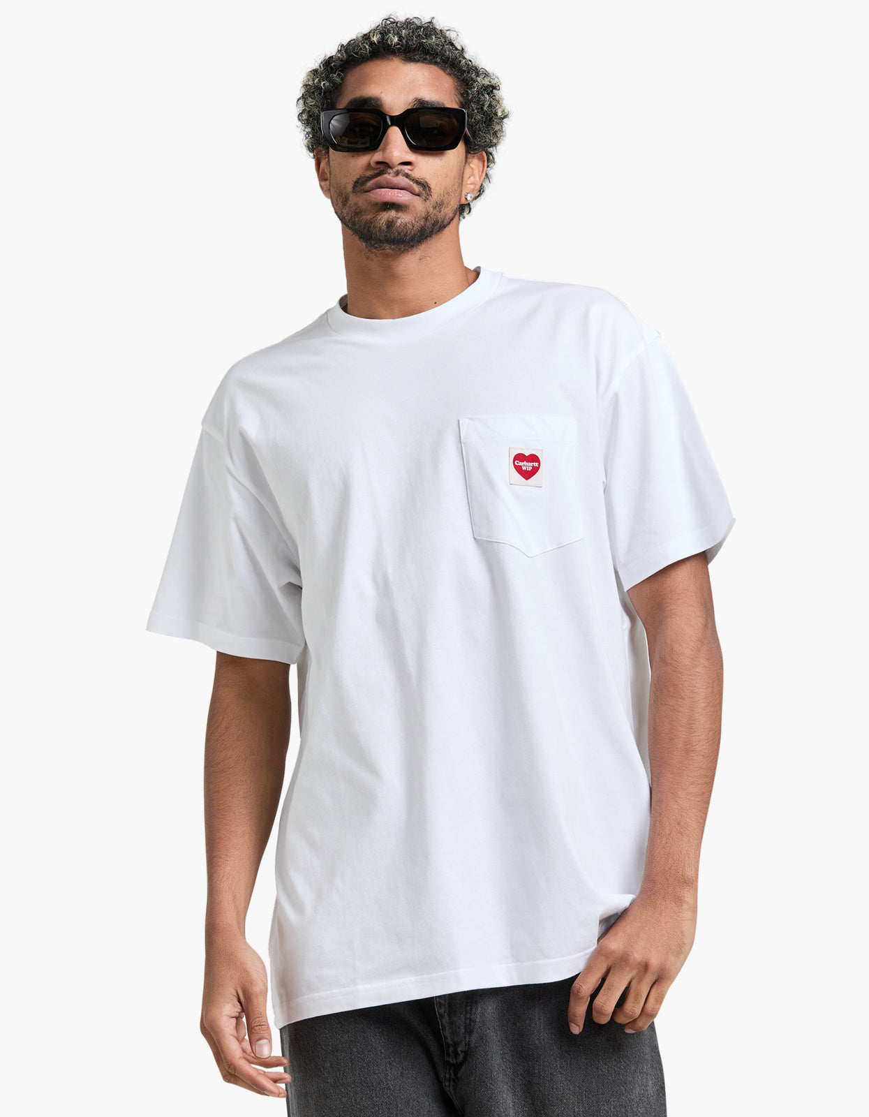 S/S Pocket Heart T Shirt - White/Red