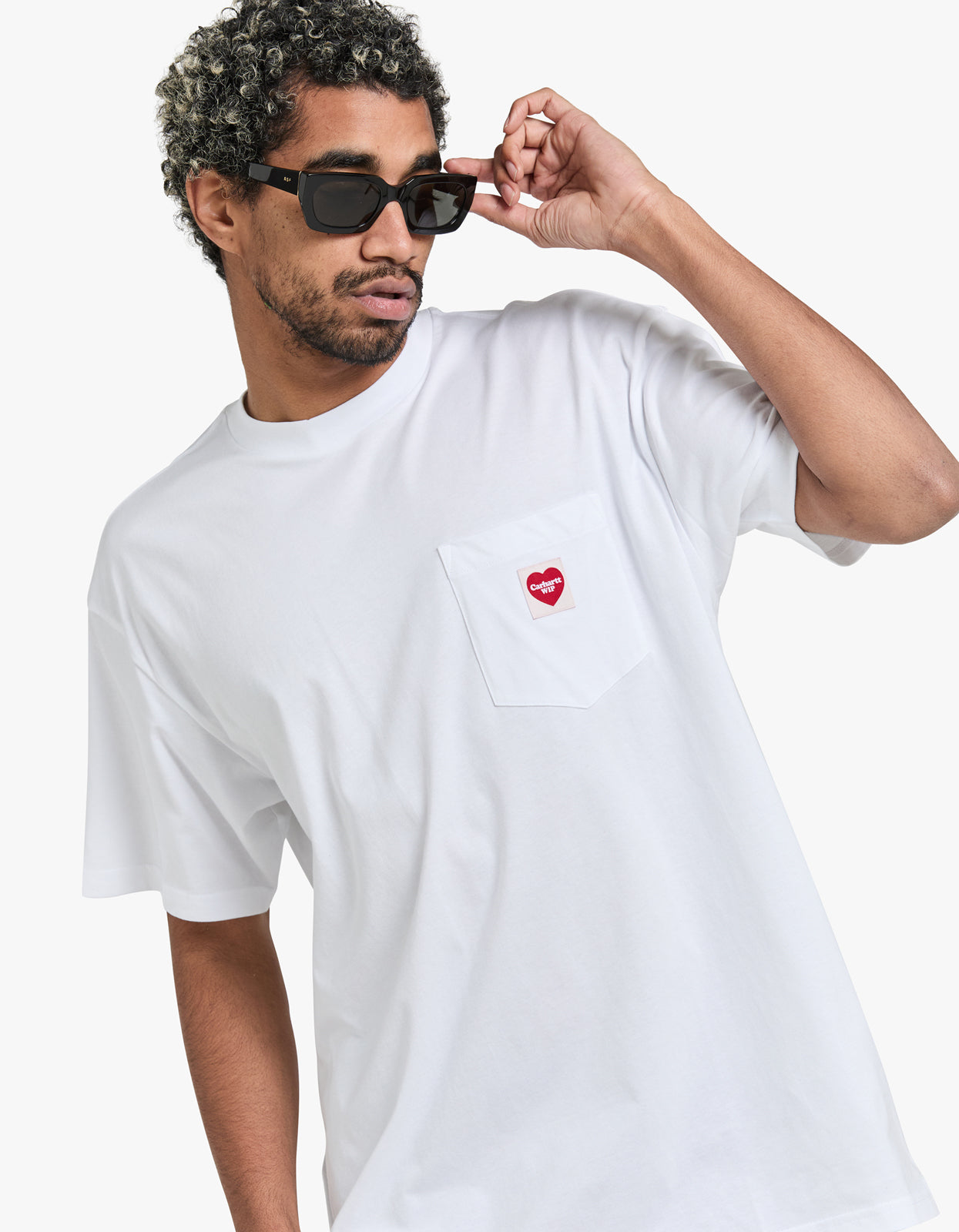 S/S Pocket Heart T Shirt - White/Red