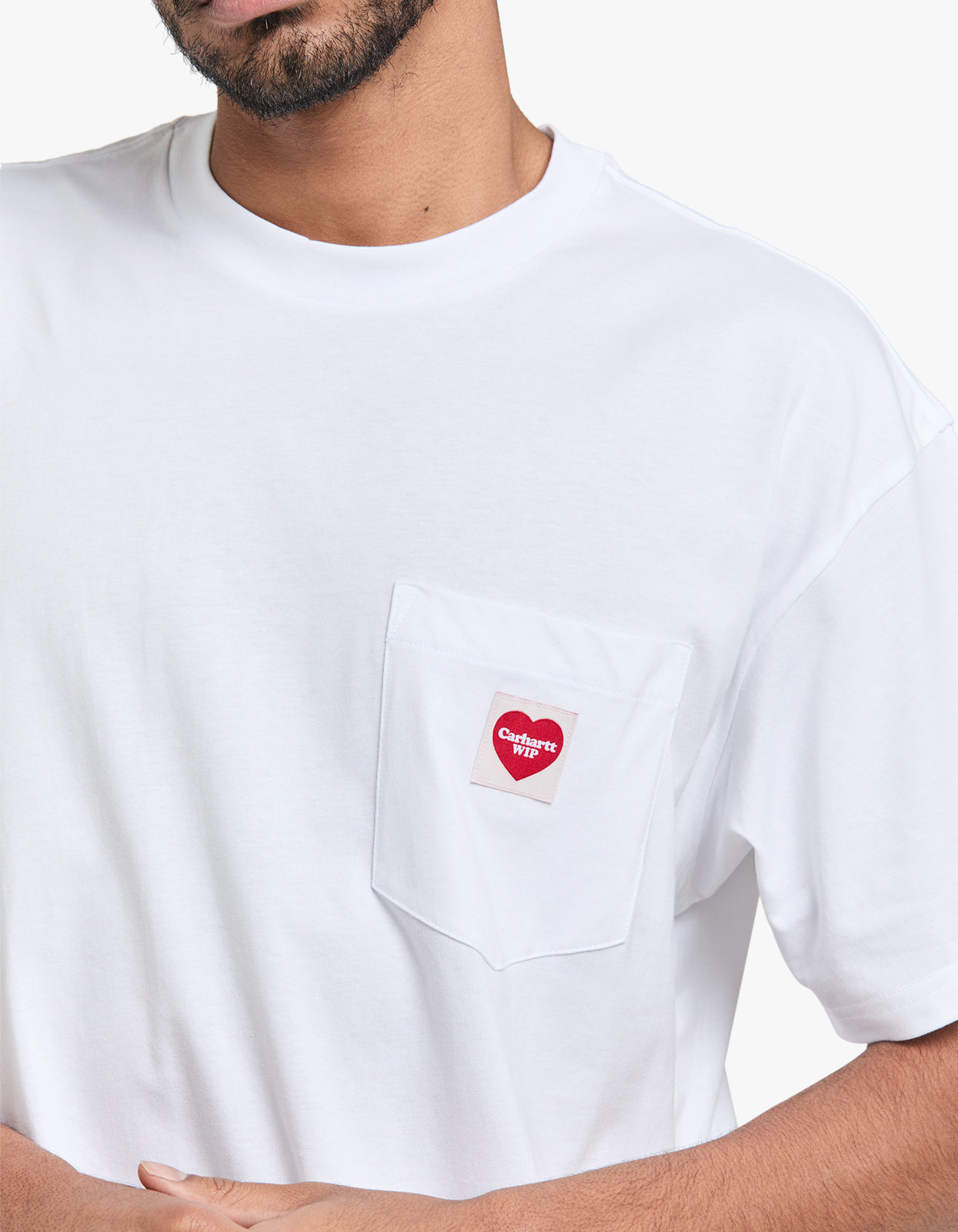 S/S Pocket Heart T Shirt - White/Red – Superette