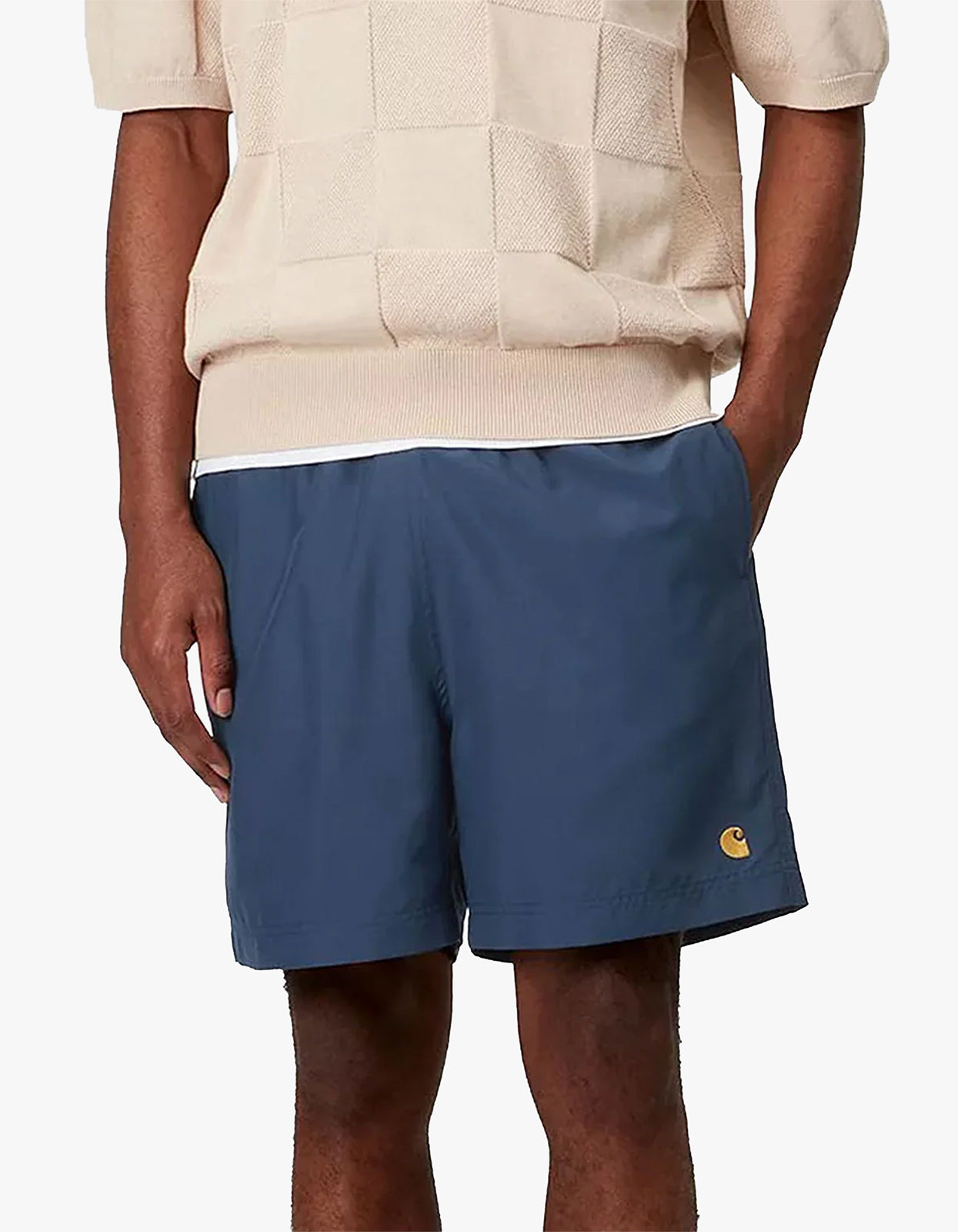 Chase Swim Trunks - Dusky Blue/Gold