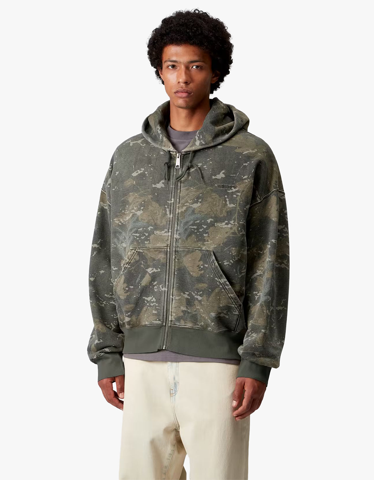 Hooded Benton Sweat Jacket - Camo Combi, Green Garment Dyed