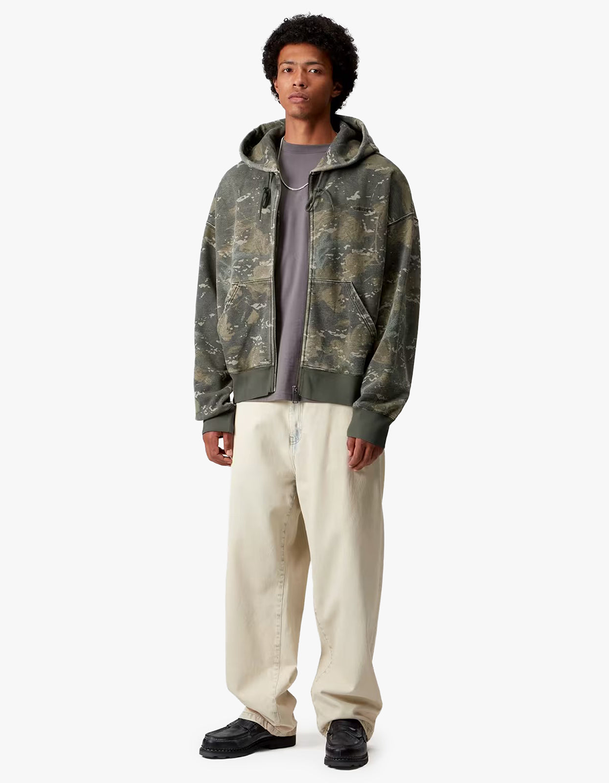 Hooded Benton Sweat Jacket - Camo Combi, Green Garment Dyed