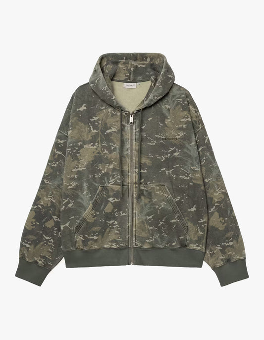 Hooded Benton Sweat Jacket - Camo Combi, Green Garment Dyed