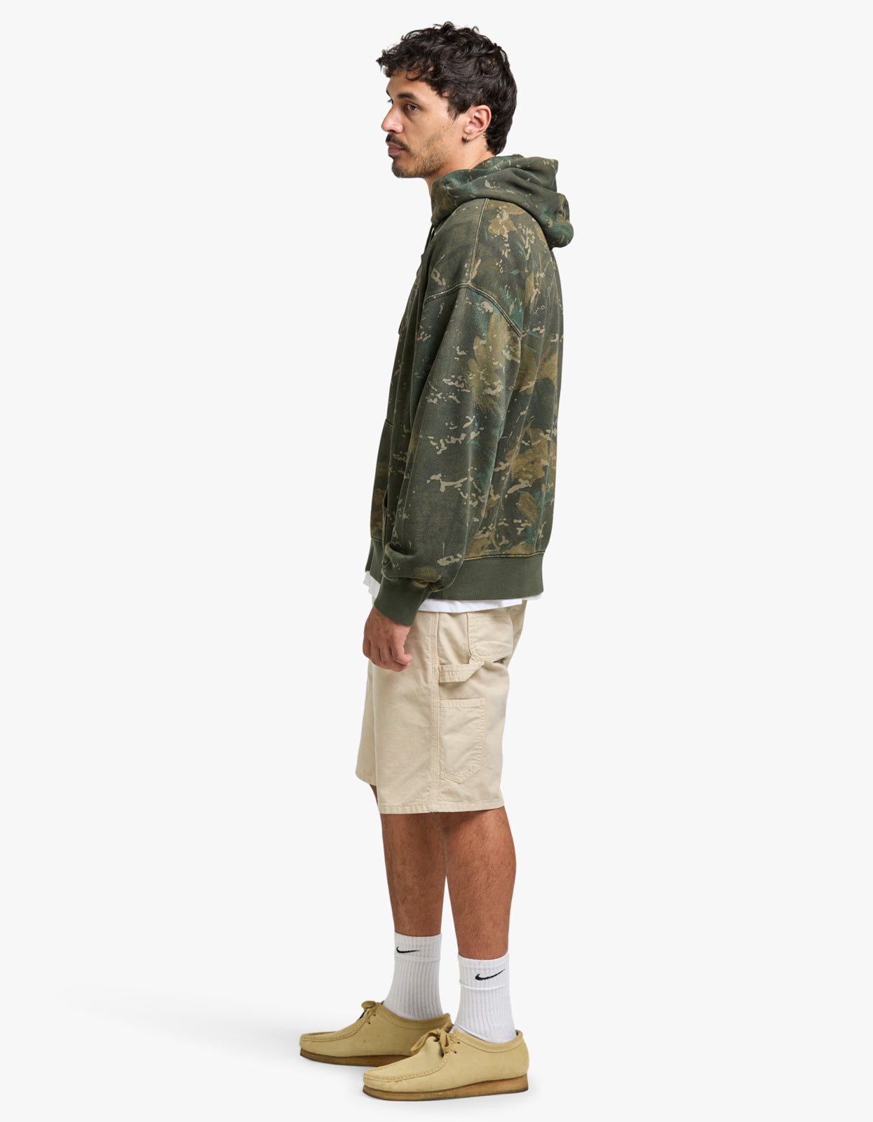 Hooded Benton Sweat Jacket - Camo Combi, Green Garment Dyed
