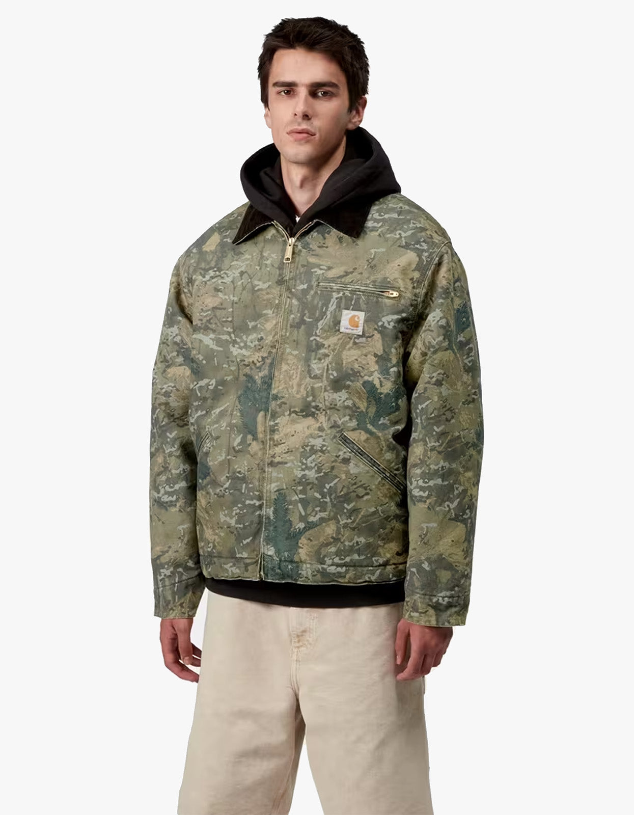 OG Detroit Jacket - Camo Combi, Green/Black Stone Washed