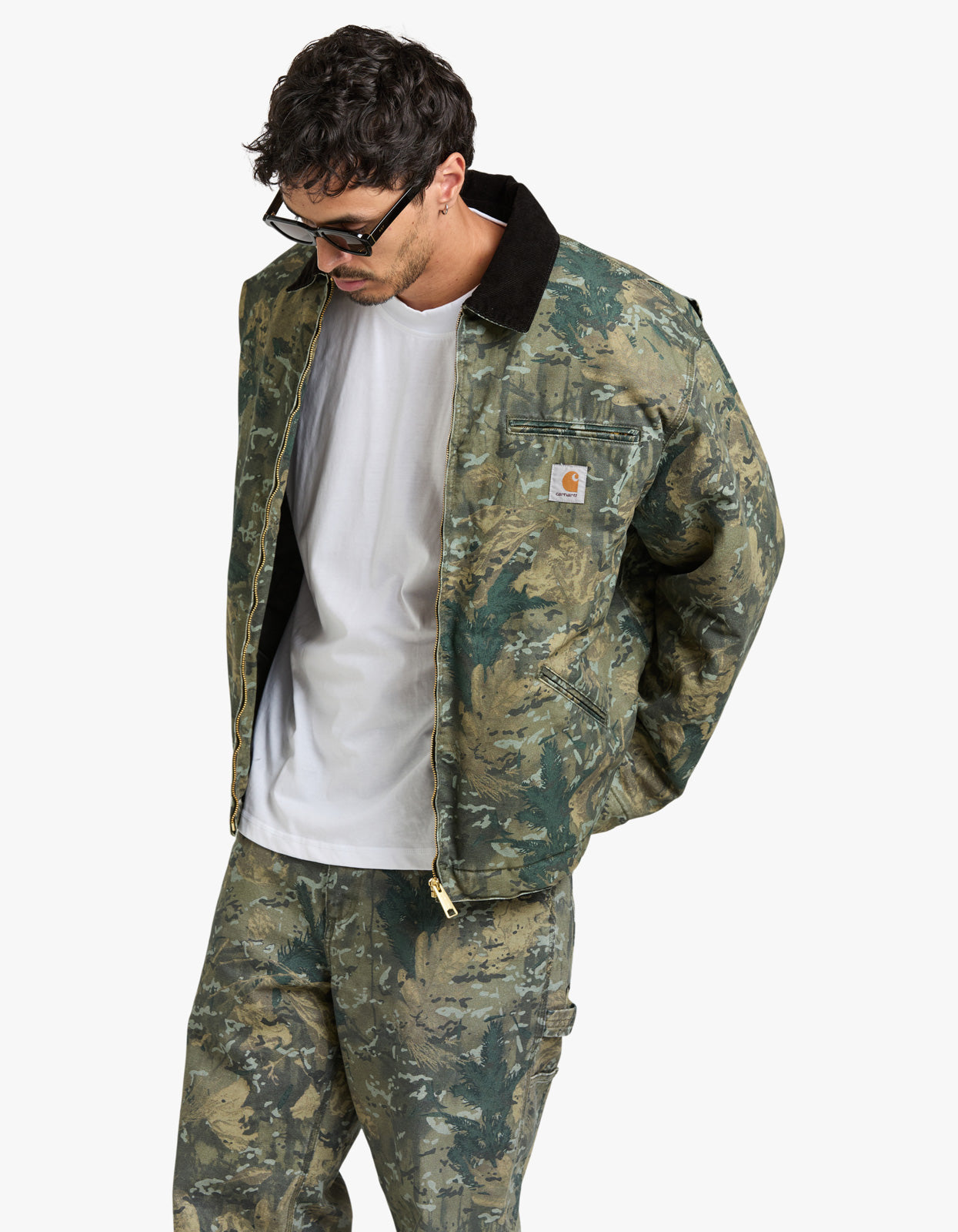OG Detroit Jacket - Camo Combi, Green/Black Stone Washed