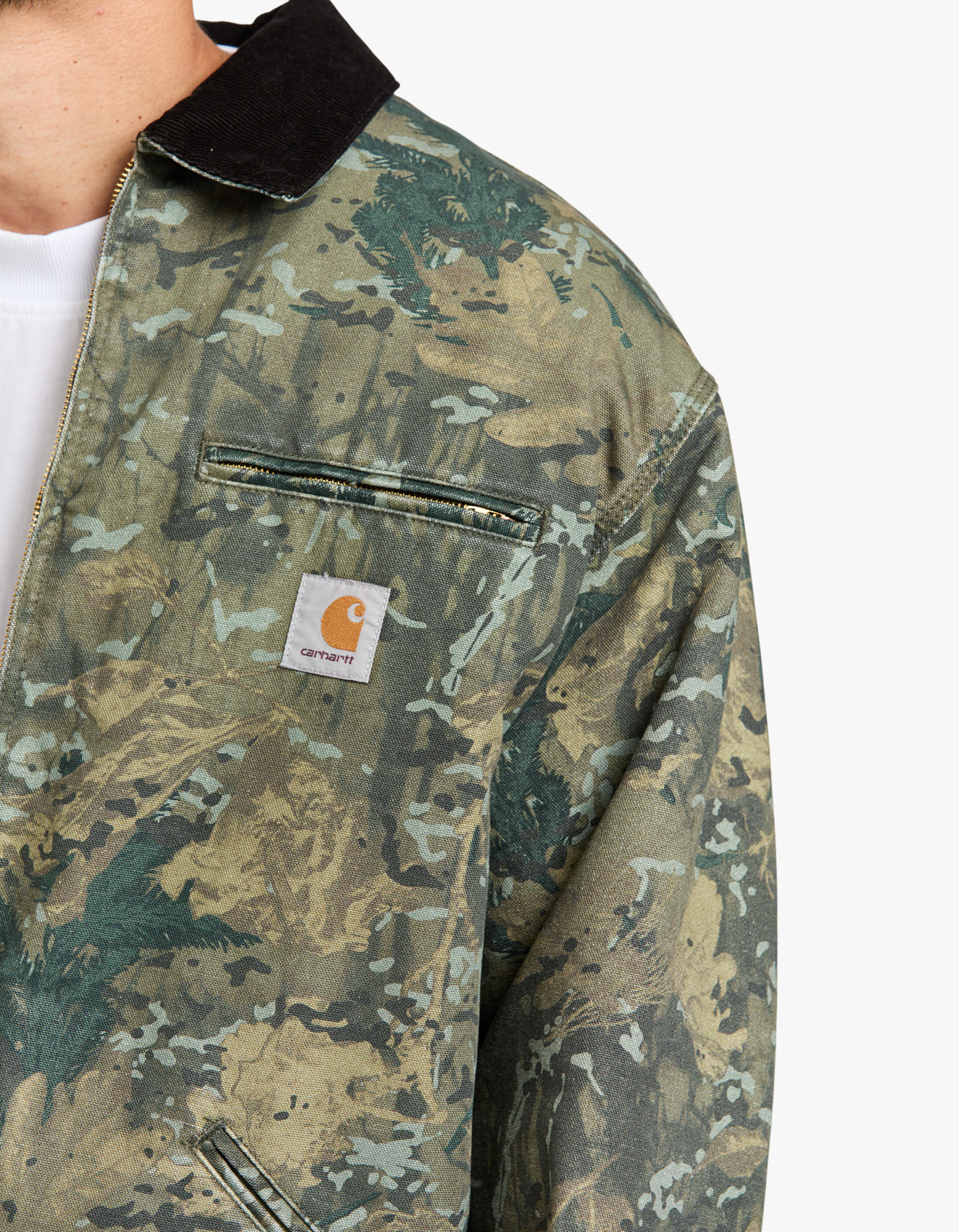 OG Detroit Jacket - Camo Combi, Green/Black Stone Washed