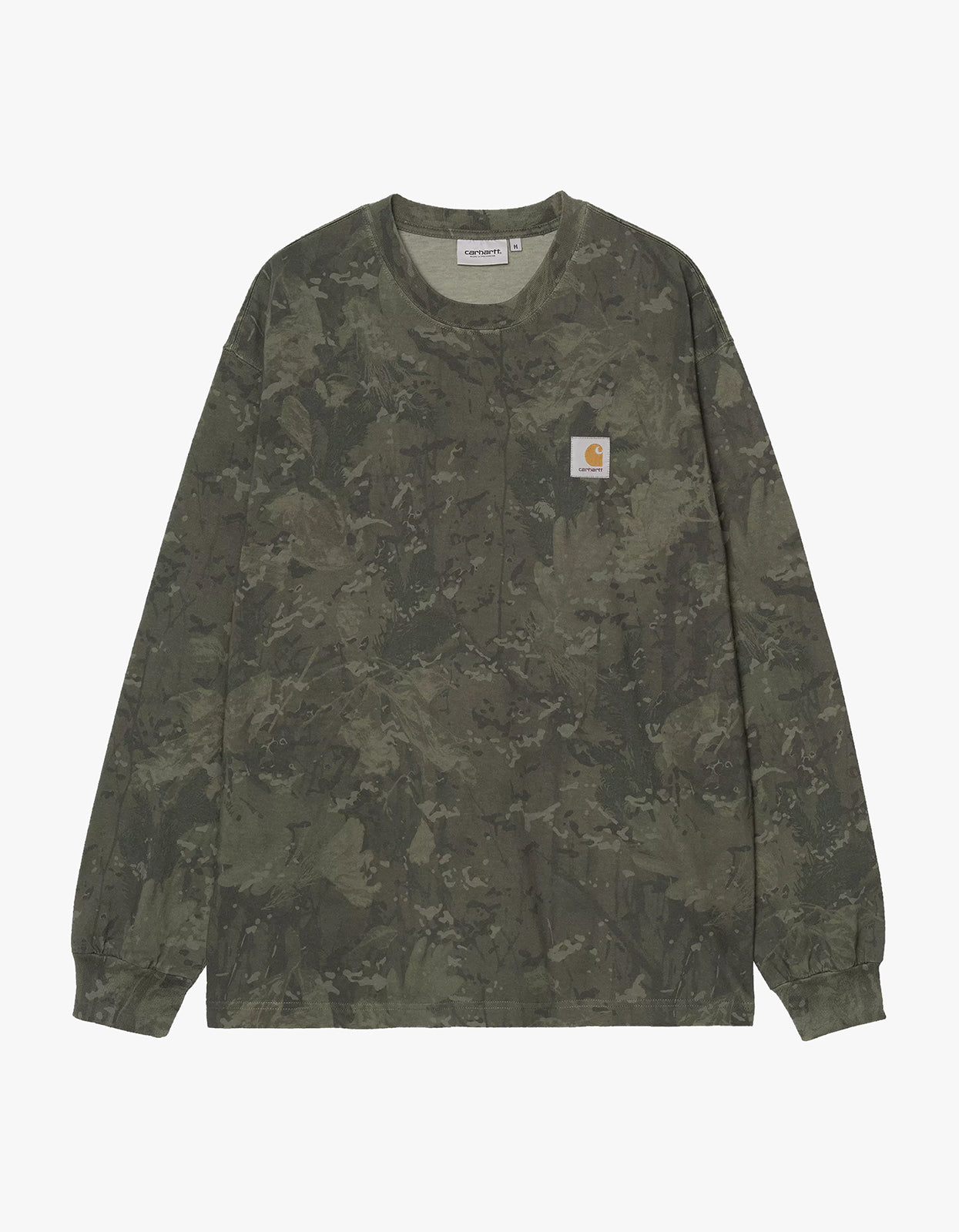 L/S Camo Combi T Shirt - Camo Combi, Green/Olive Garment Dyed