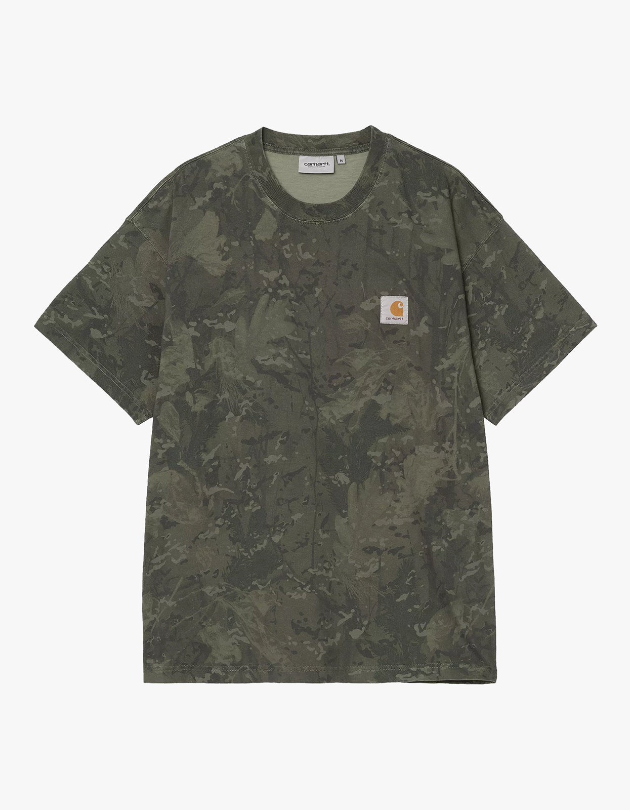 S/S Camo Combi T Shirt - Camo Combi, Green/Olive Garment Dyed