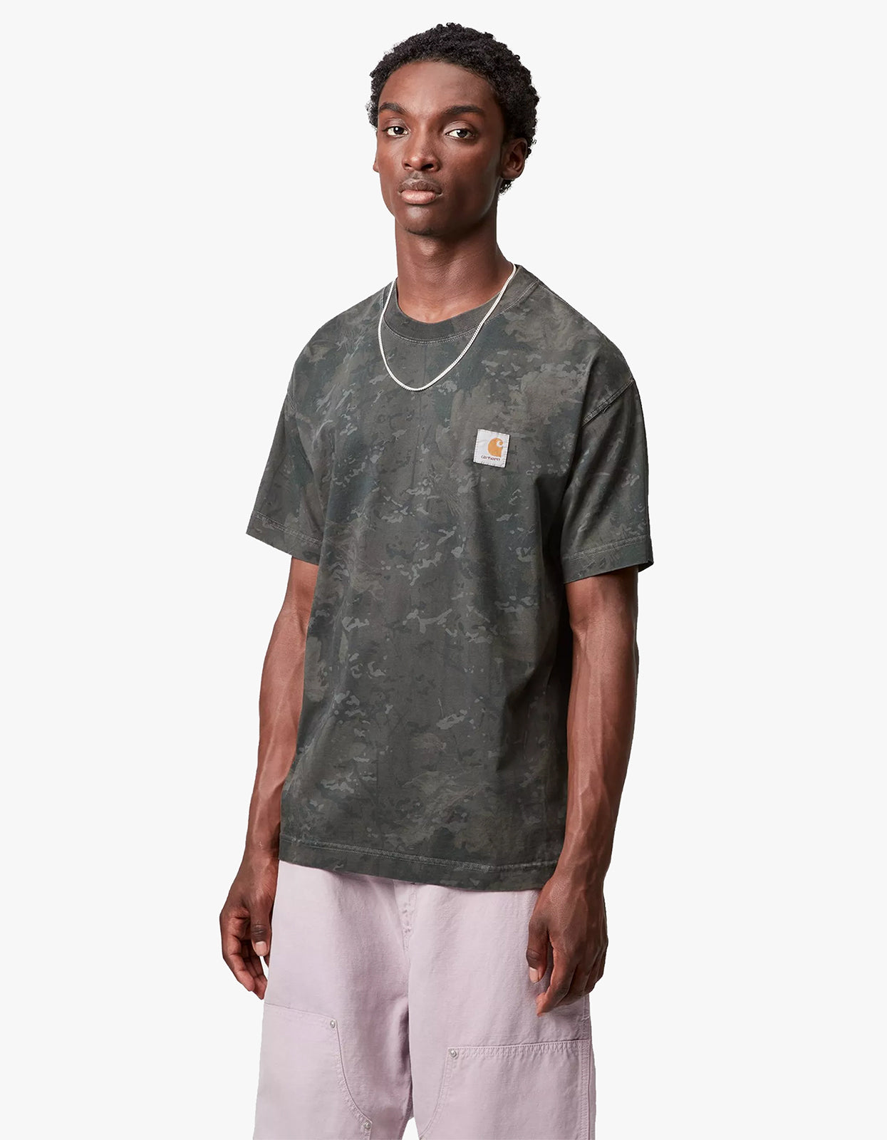 S/S Camo Combi T Shirt - Camo Combi, Green/Graphite Garment Dyed