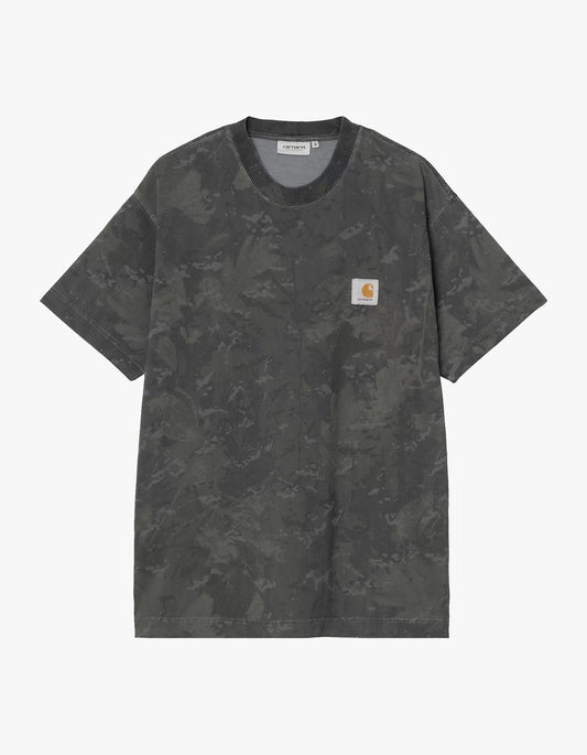 S/S Camo Combi T Shirt - Camo Combi, Green/Graphite Garment Dyed