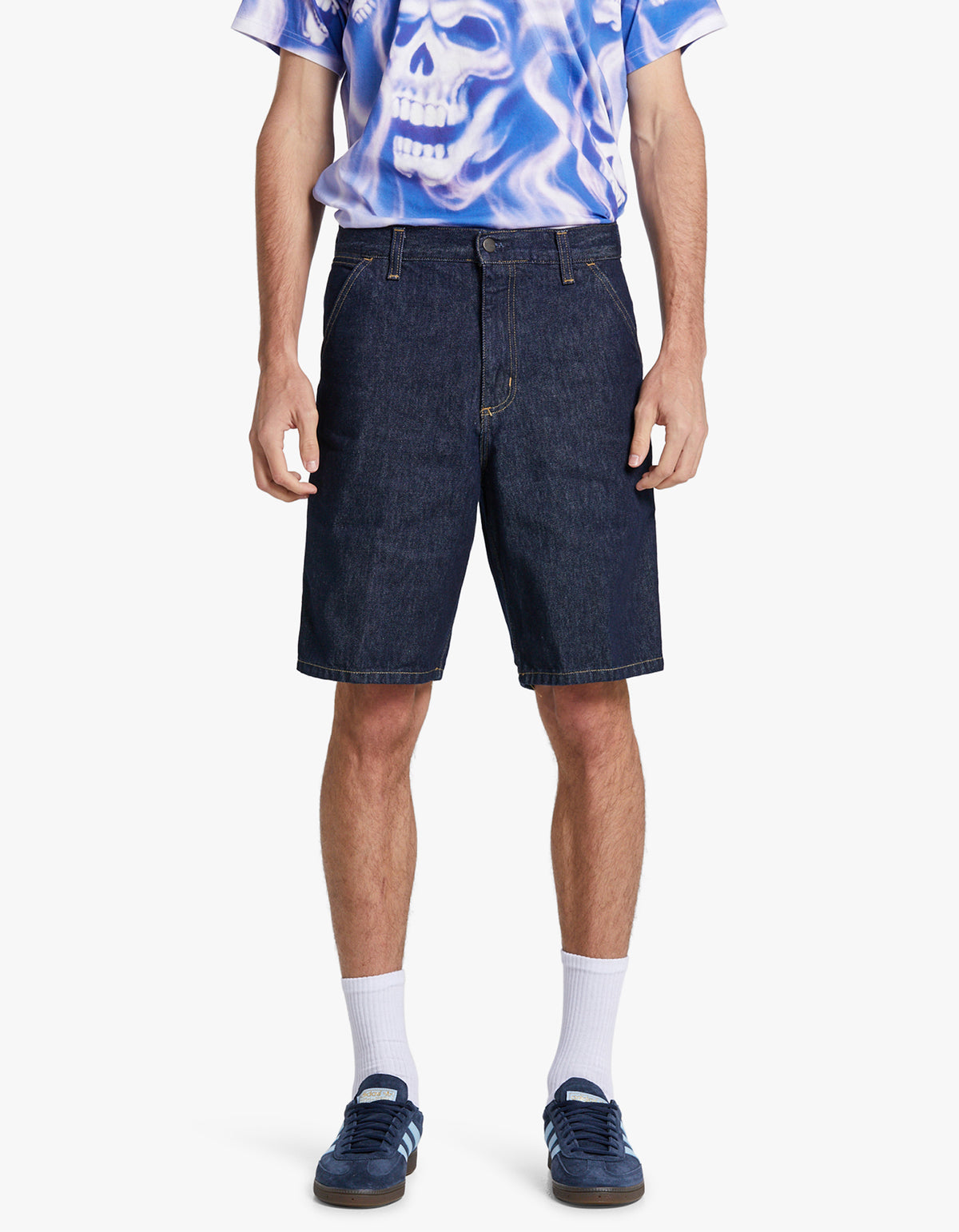 Single Knee Short - Blue Rinsed