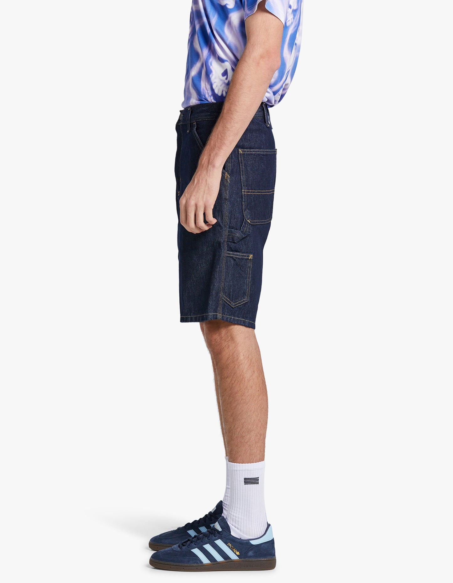 Single Knee Short - Blue Rinsed