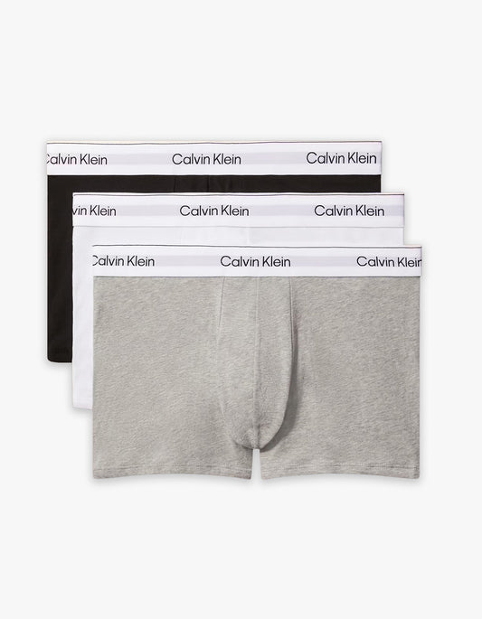 Icon Cotton Stretch 3 Pack Trunks - Black/White/Grey Heather