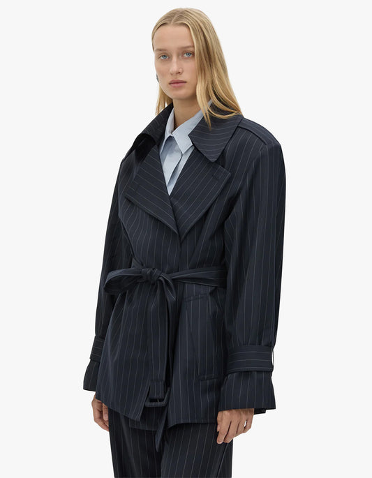 Brody Short Trench - French Navy Stripe