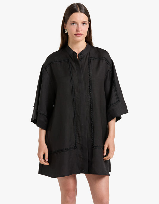 Fortuna Shirt Dress - Black