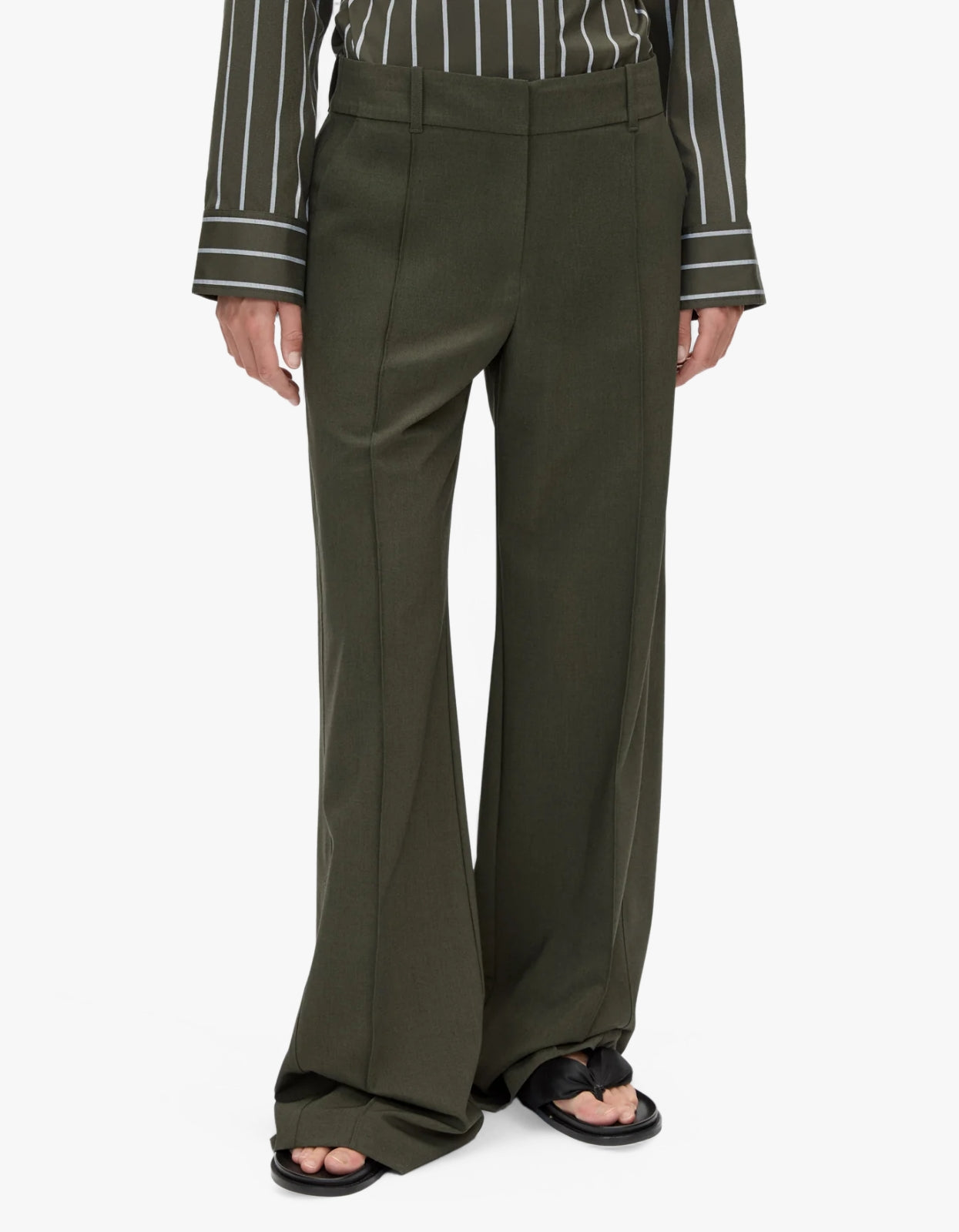 Una Straight Leg Pin Tuck Trouser - Dark Emerald