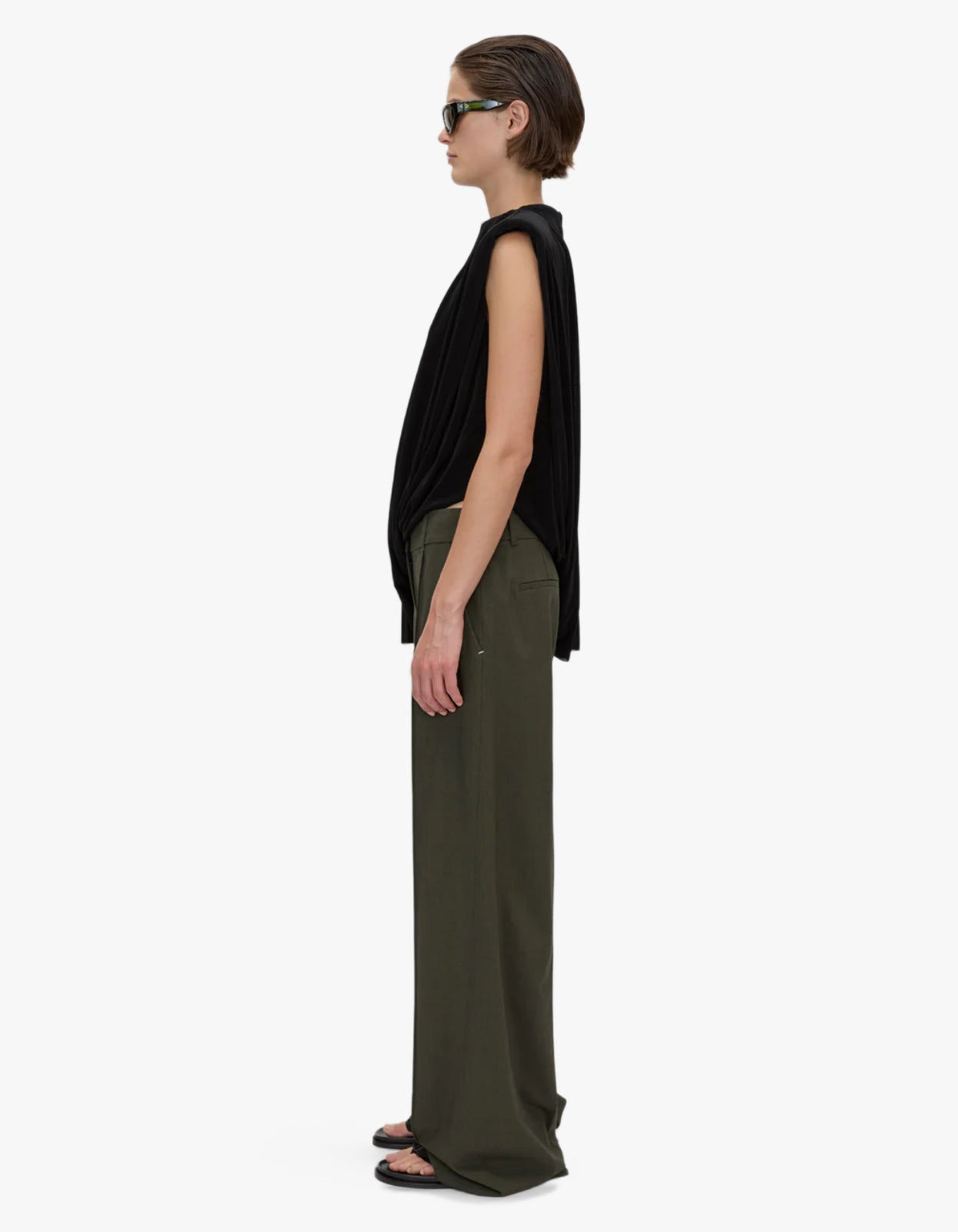 Una Straight Leg Pin Tuck Trouser - Dark Emerald