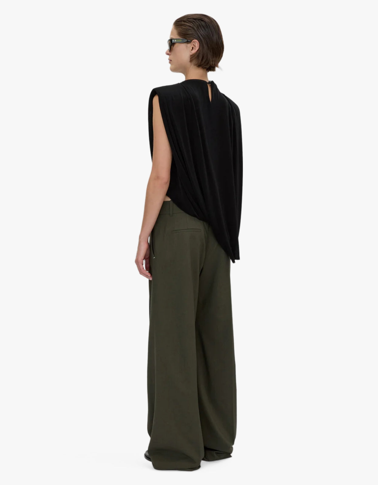 Una Straight Leg Pin Tuck Trouser - Dark Emerald