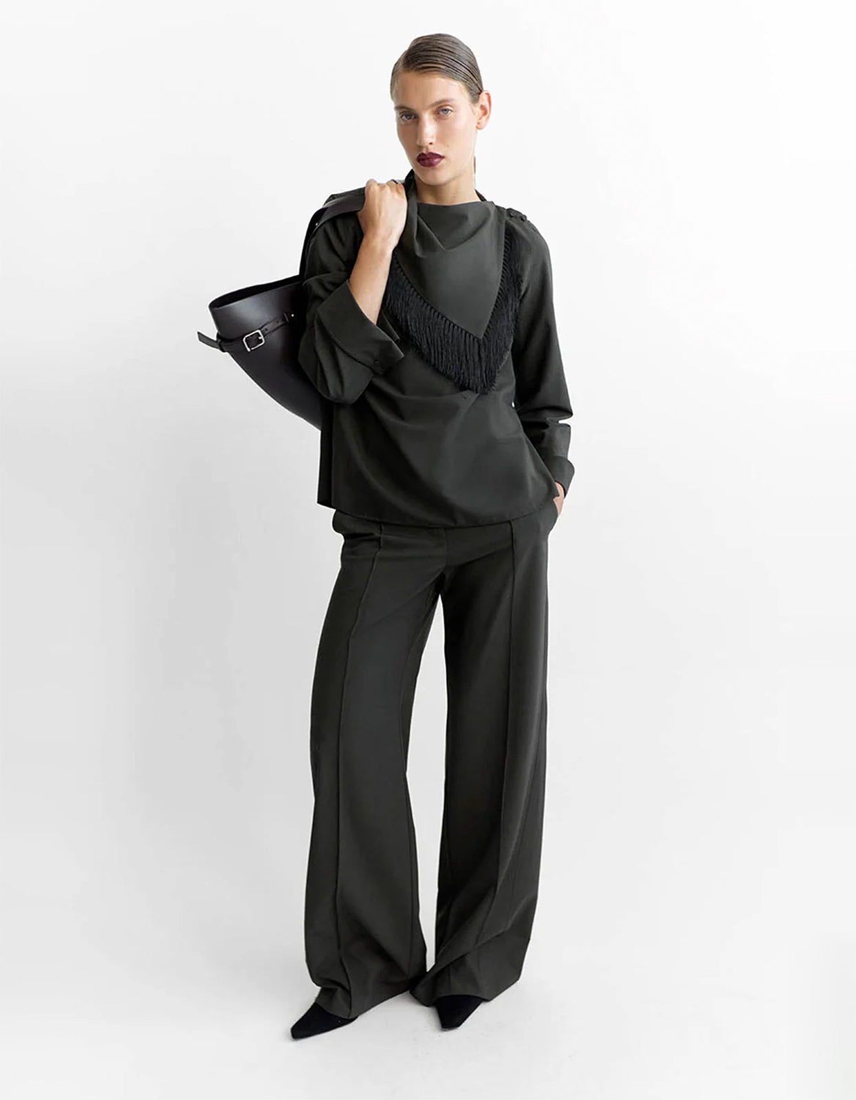 Una Straight Leg Pin Tuck Trouser - Dark Emerald