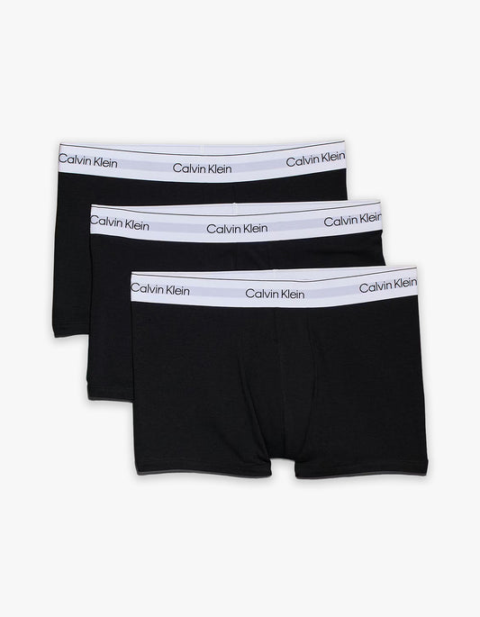 Icon Cotton Stretch 3 Pack Trunks - Black/Black/Black