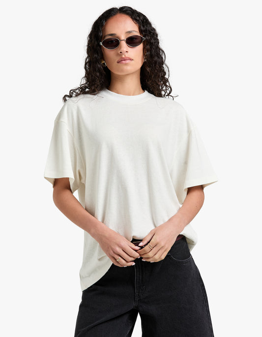 Hemp Jersey Boy Tee - Rice White