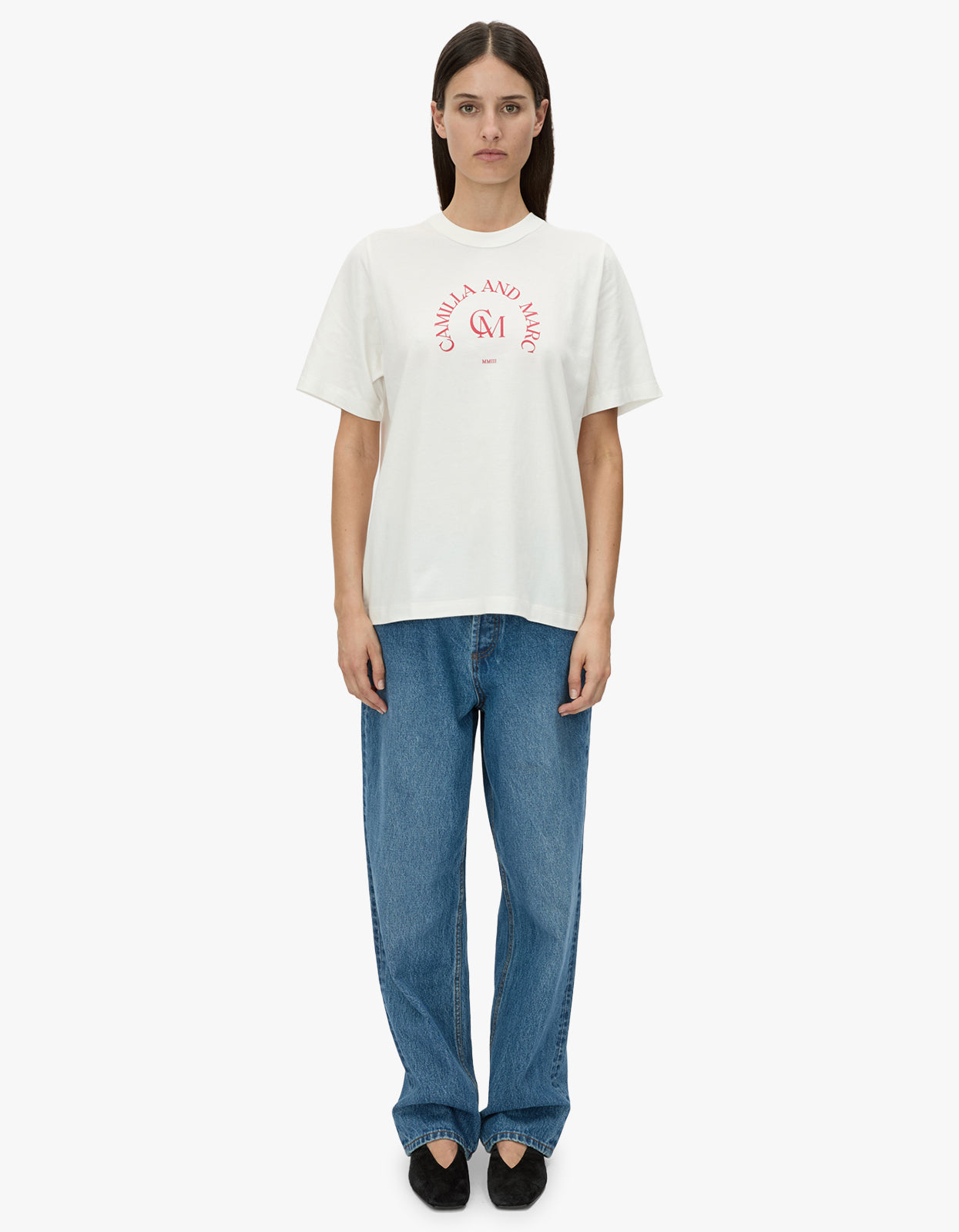 Karine Graphic Tee - White / Poppy Red
