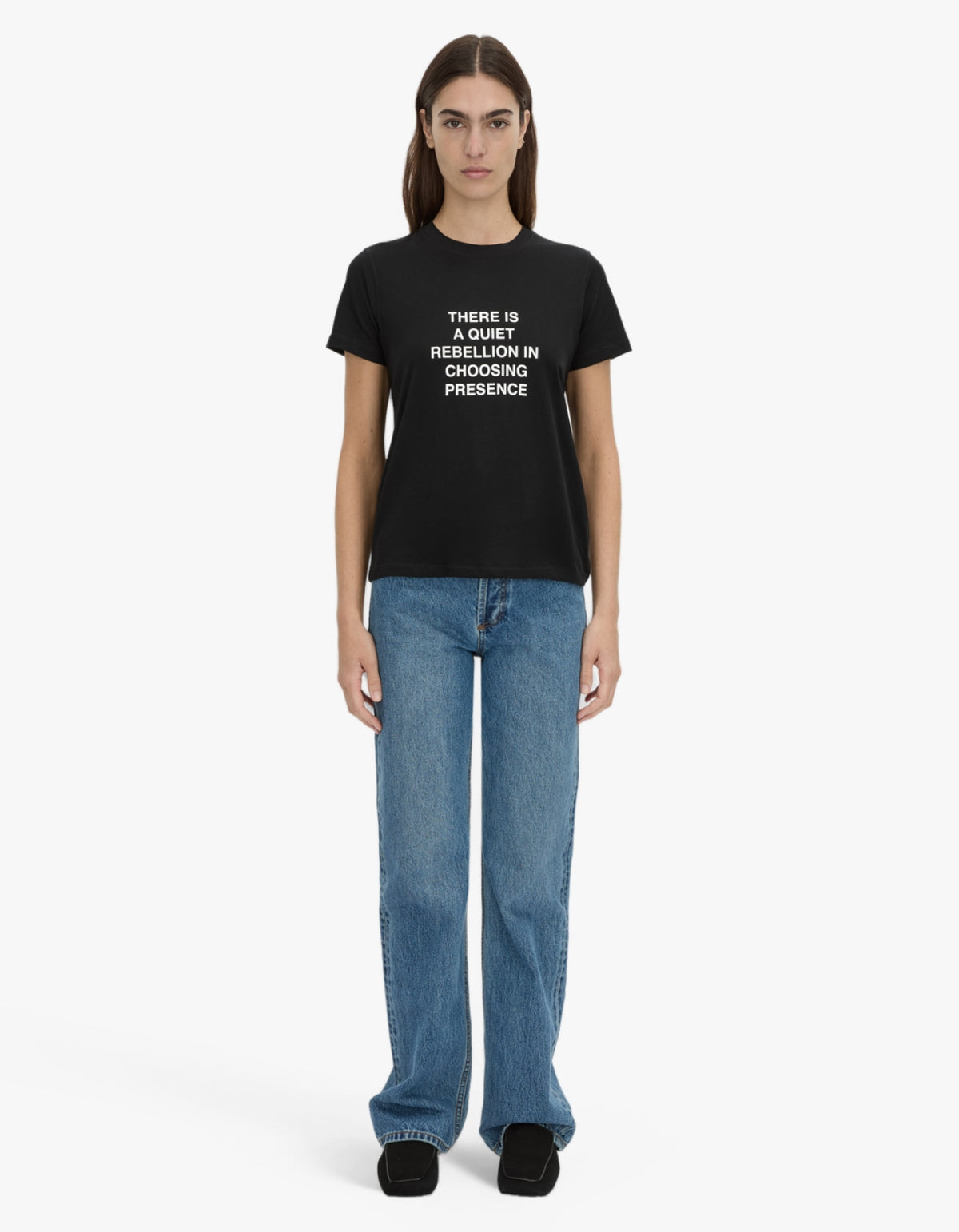 Lucinda Fitted Tee - Black/Soft White