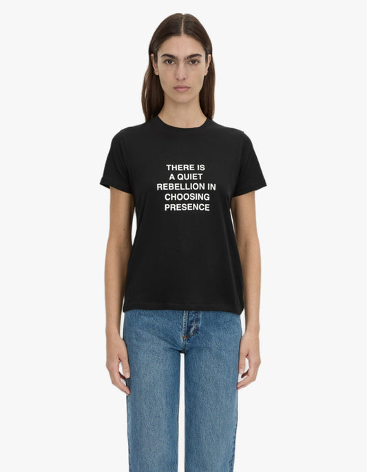 Lucinda Fitted Tee - Black/Soft White