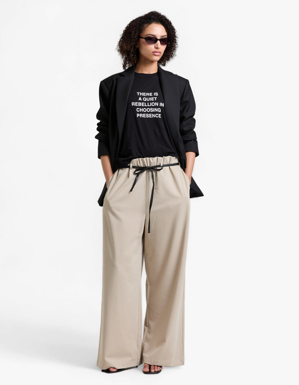 Lucinda Fitted Tee - Black/Soft White