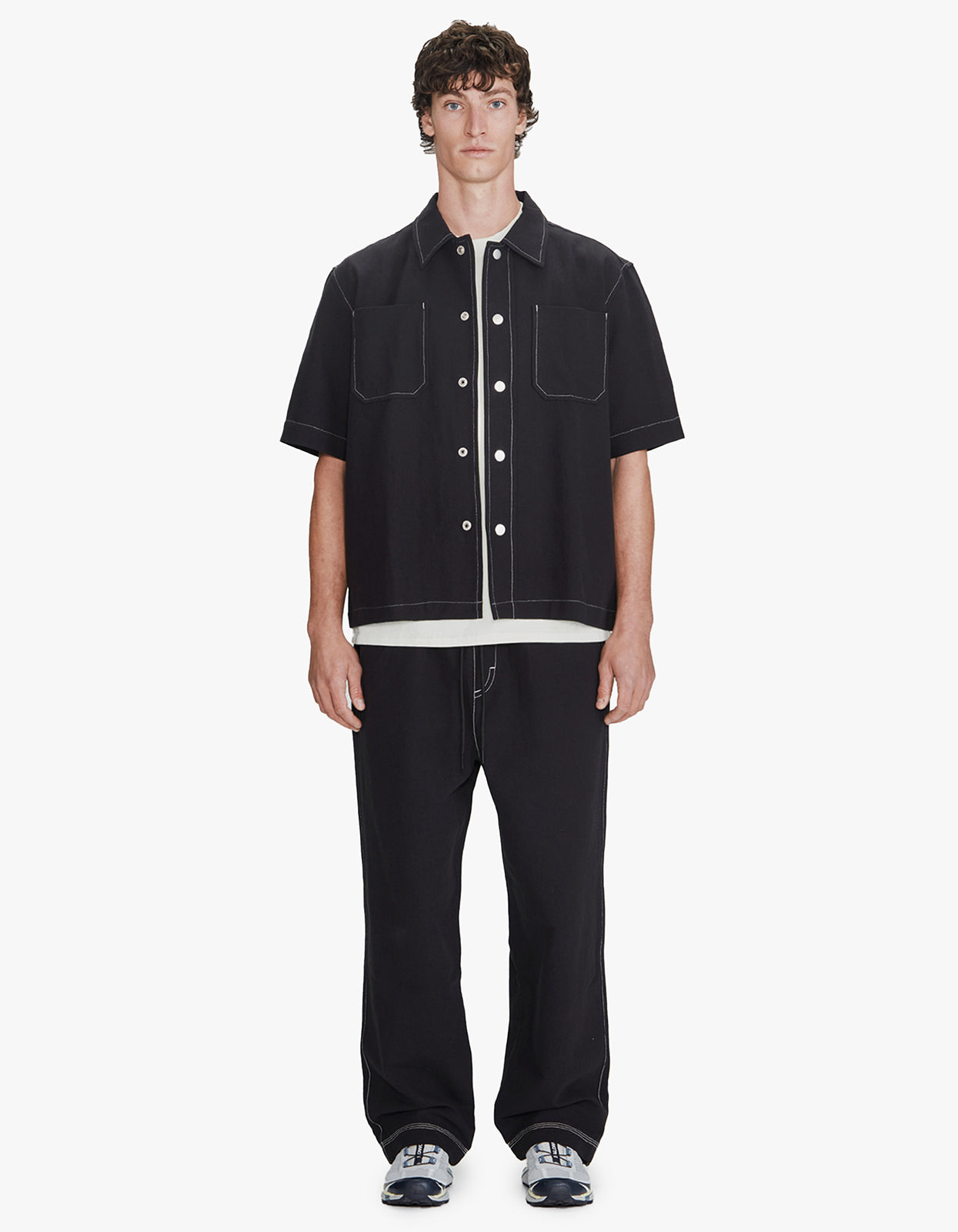 Mens Box Fit Overshirt - Black