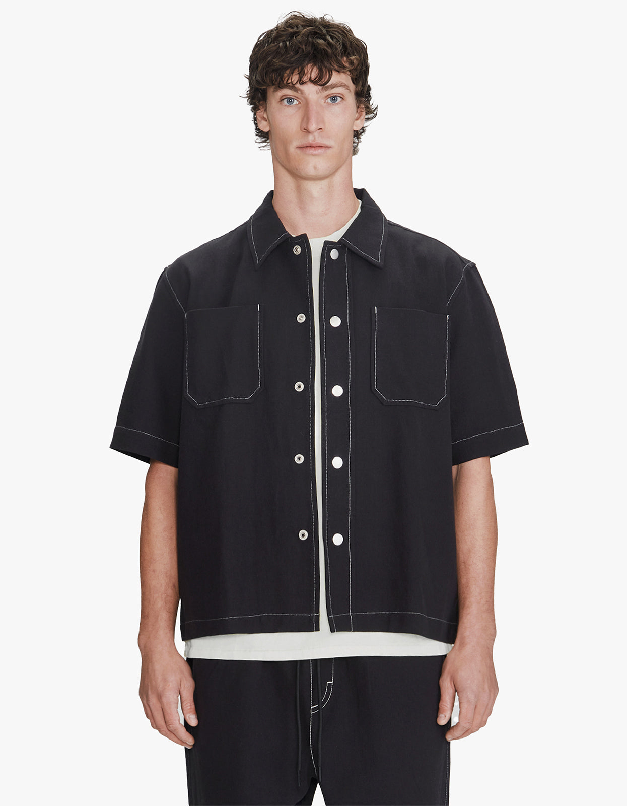 Mens Box Fit Overshirt - Black