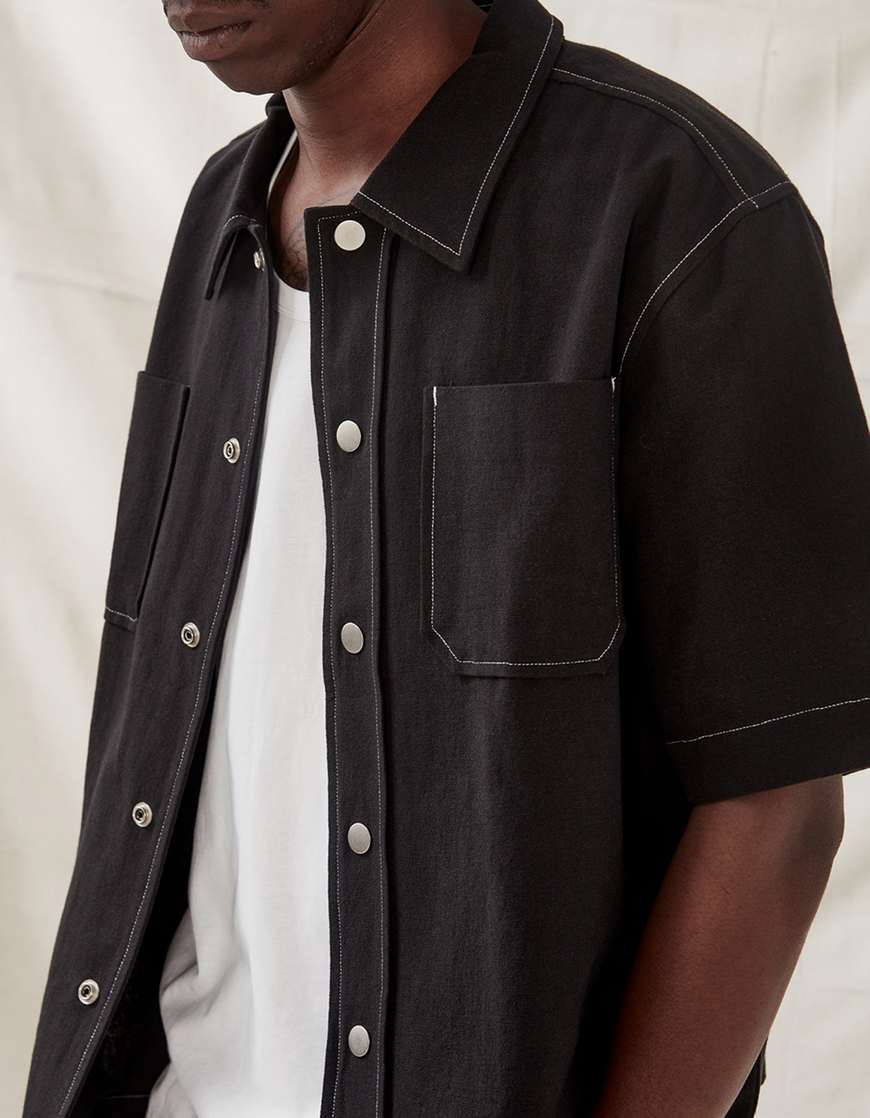 Mens Box Fit Overshirt - Black