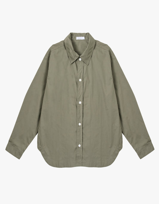 Mens Relaxed Fit L/S Poplin Shirt - Olive