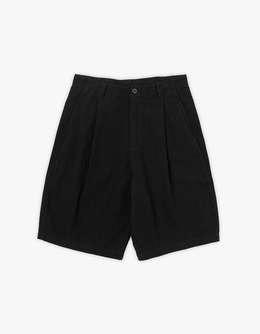 Mens Pleat Front Short - Black