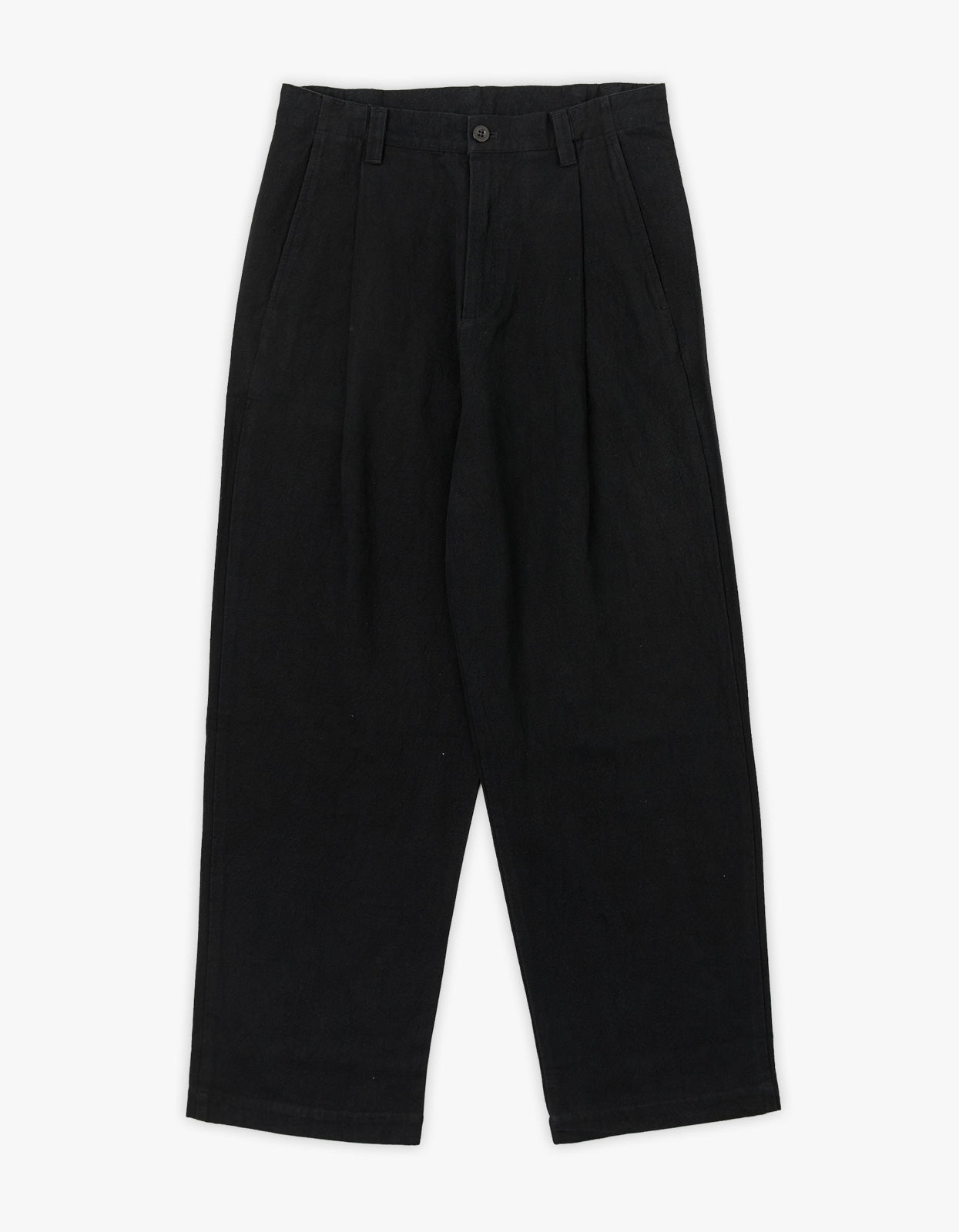 Mens Wide Leg Pleated Trouser - Black