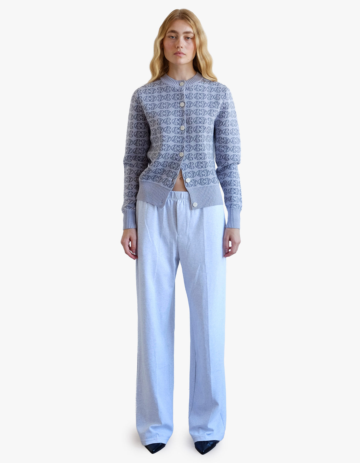 Cpd Monogram Cardigan - Sky/Navy