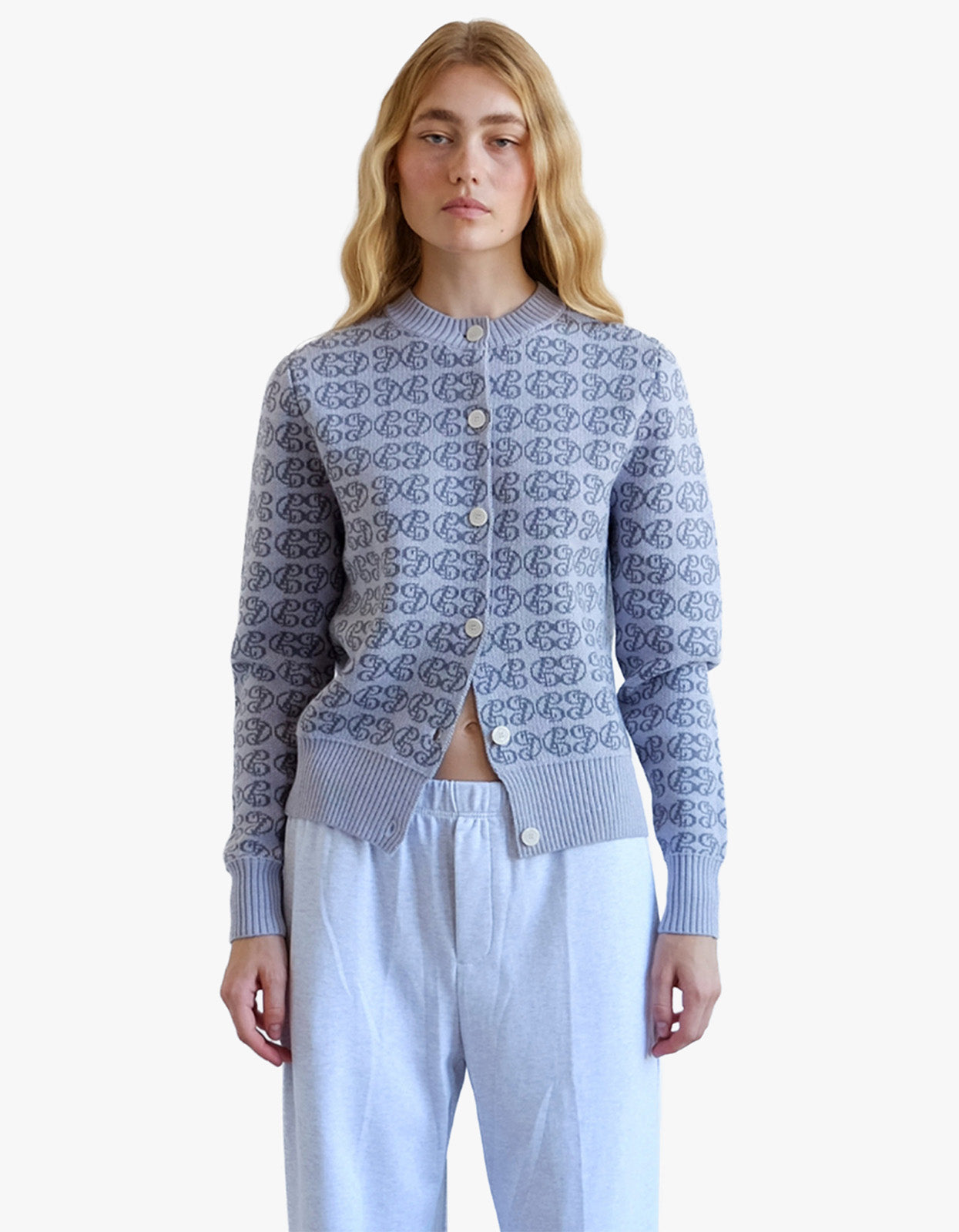 Cpd Monogram Cardigan - Sky/Navy